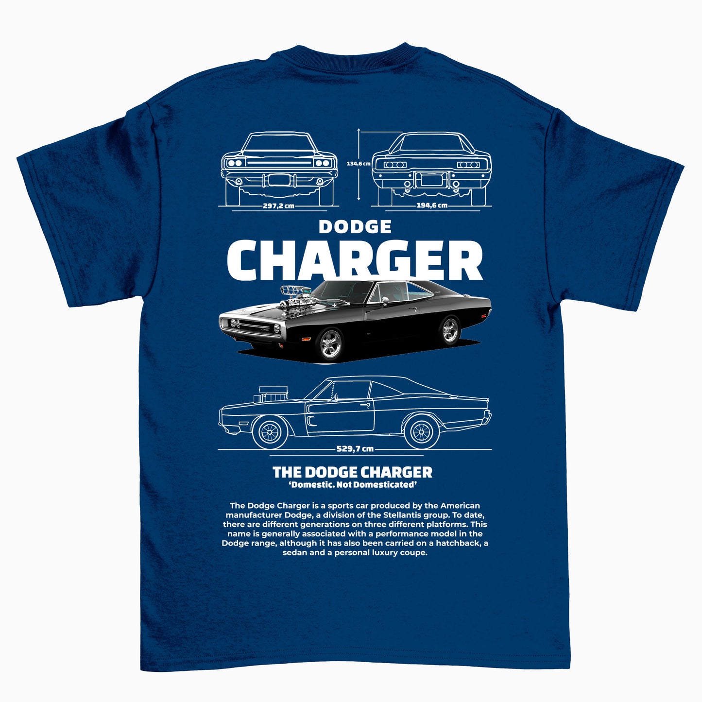 Camiseta Básica Unissex Dodge Charger 1970 AZUL MARINHO