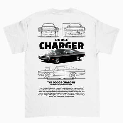 Camiseta Básica Unissex Dodge Charger 1970 BRANCO