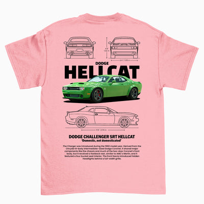Camiseta Básica Unissex Dodge Charger SRT HELLCAT ROSA BEBE
