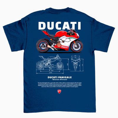 Camiseta Básica Unissex Ducati Panigale W - Azul- Amarinho