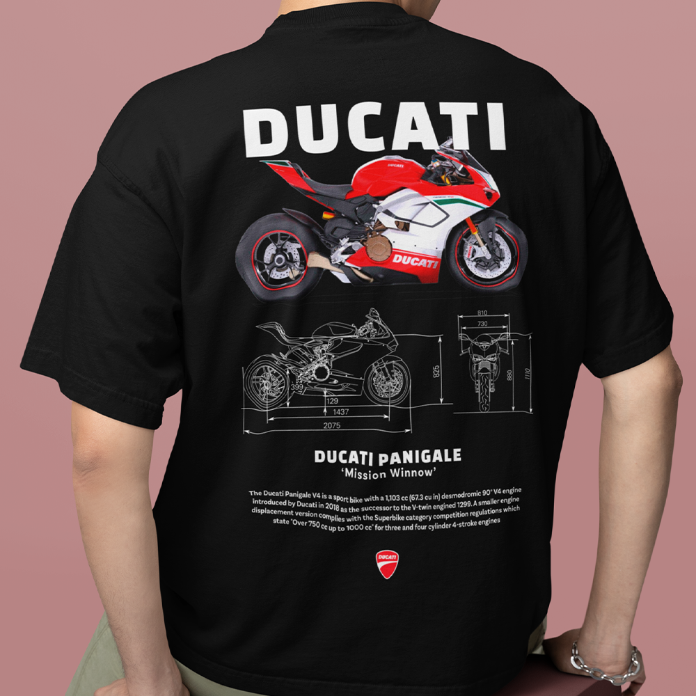 Camiseta Básica Unissex Ducati Panigale W - Preto