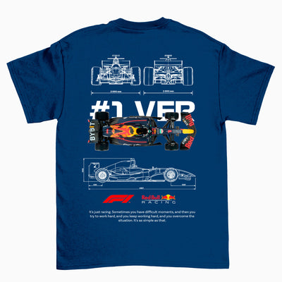 Camiseta Básica Unissex F1 Red Bull Car Template azul marinho