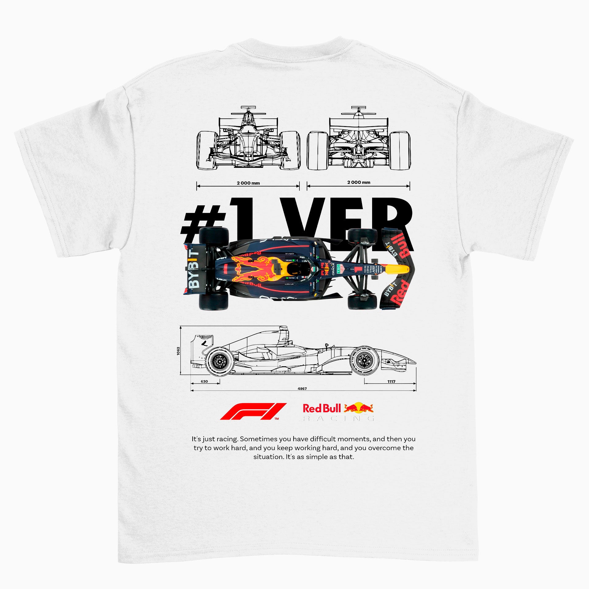 Camiseta Básica Unissex F1 Red Bull Car Template branca