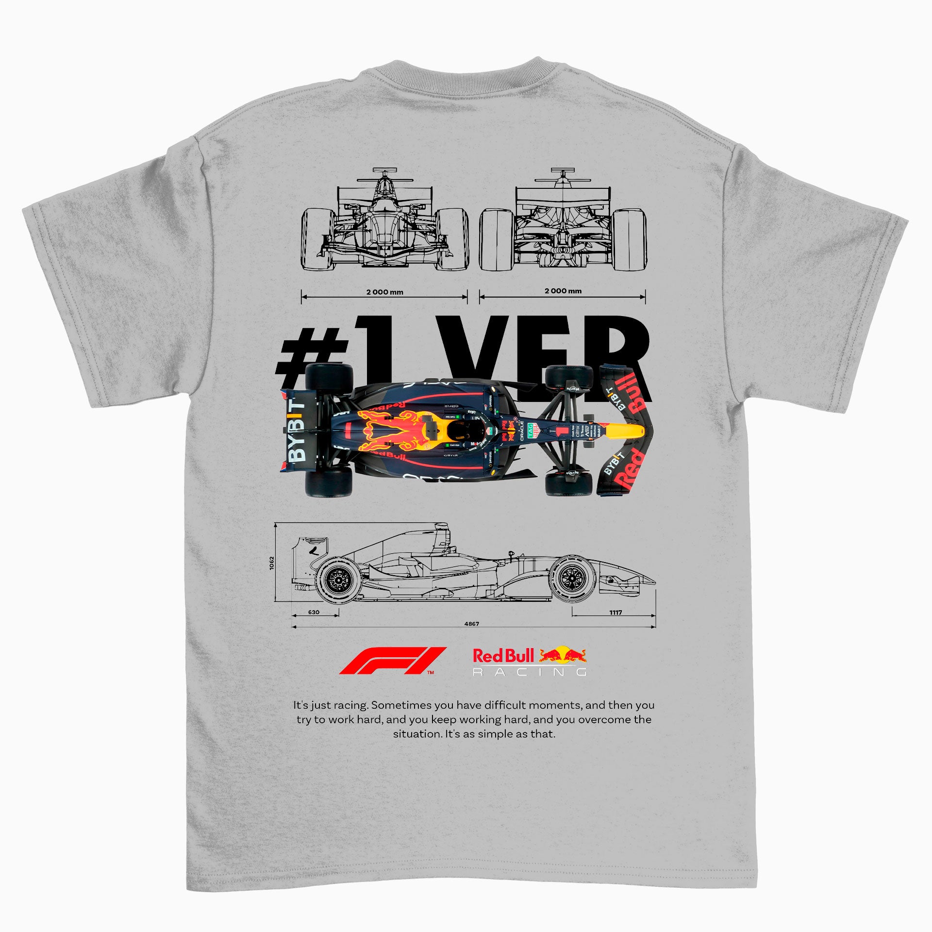 Camiseta Básica Unissex F1 Red Bull Car Template cinza