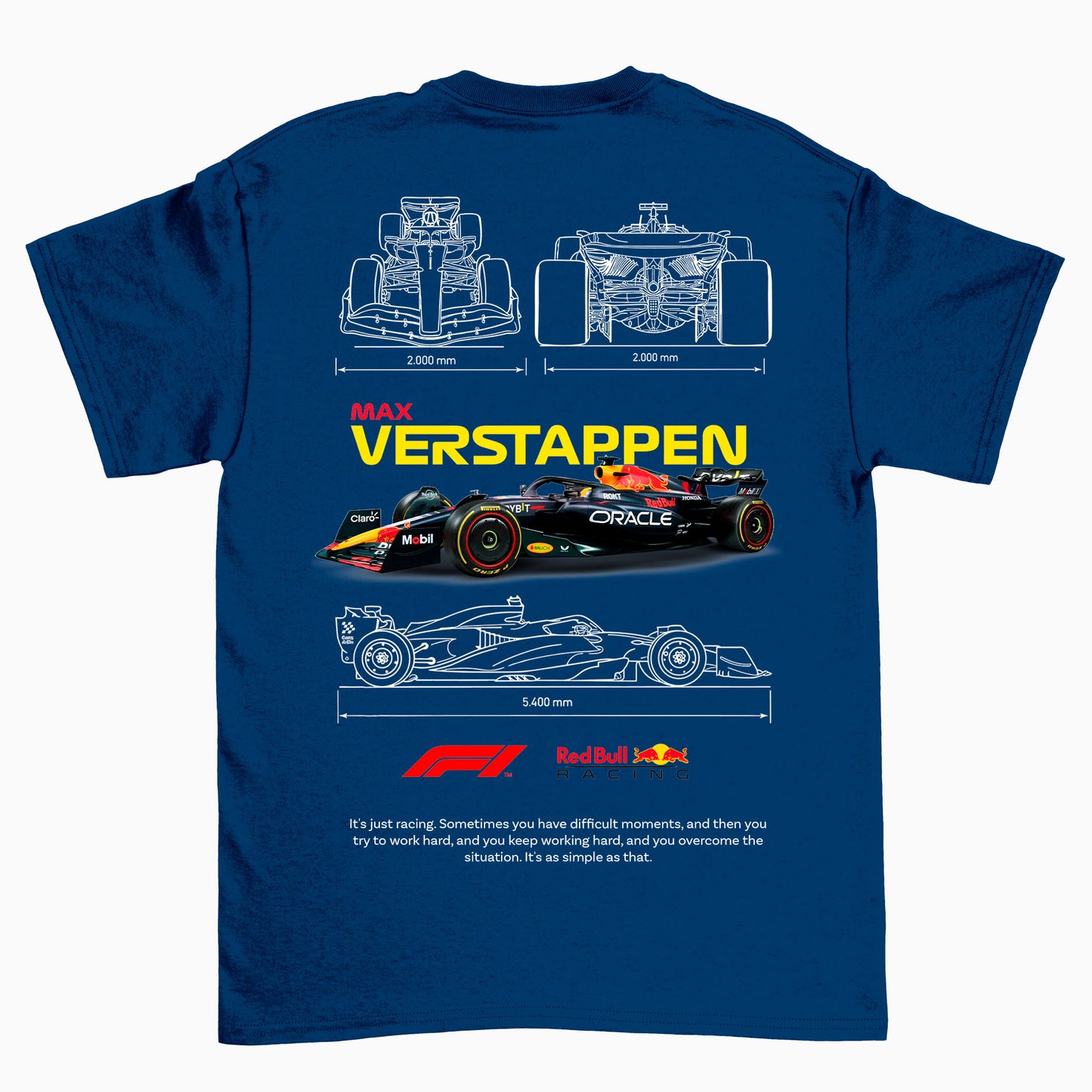 Camiseta Básica Unissex F1 Red Bull Verstappen AZUL MARINHO