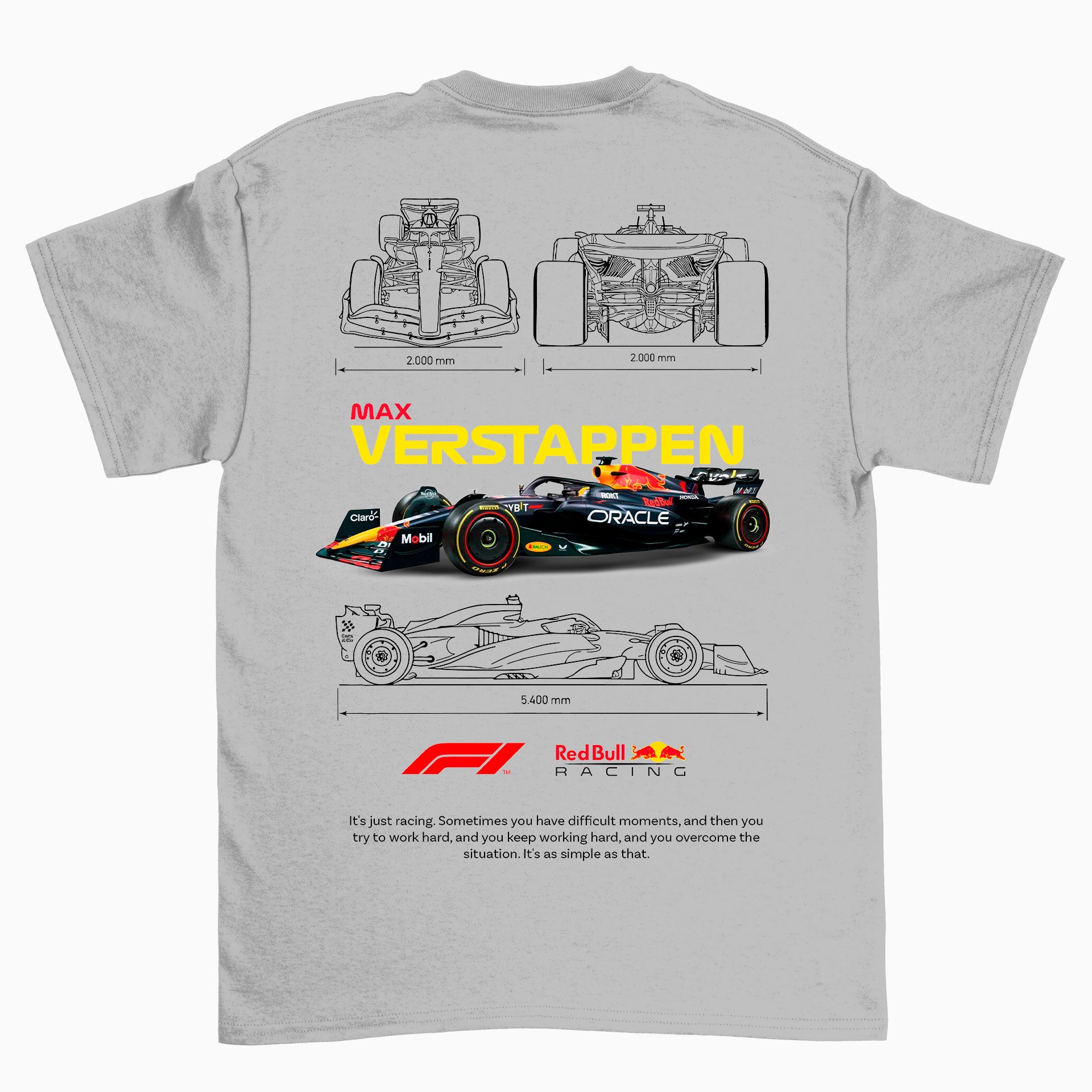 Camiseta Básica Unissex F1 Red Bull Verstappen CINZA