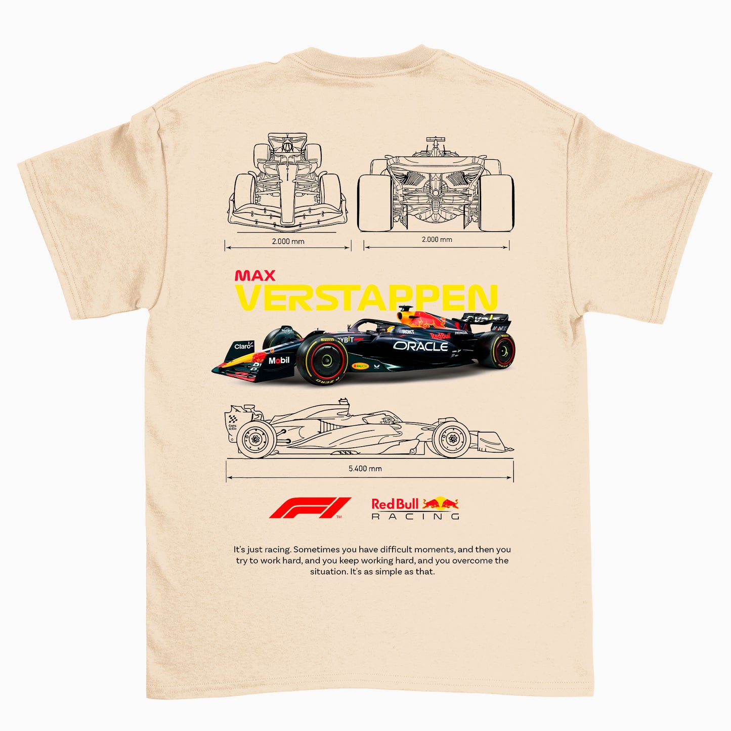 Camiseta Básica Unissex F1 Red Bull Verstappen PEROLA OFF WHITE