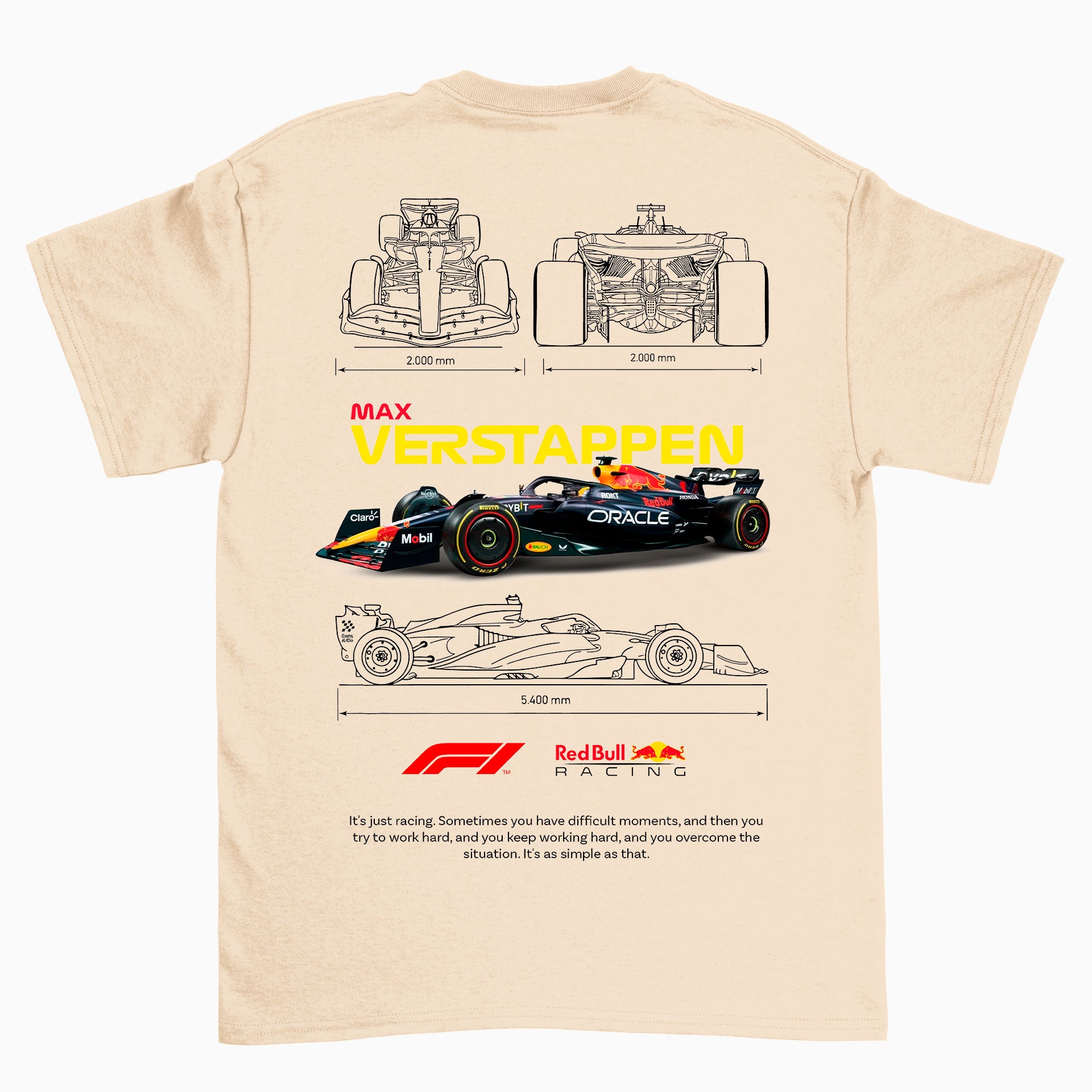 Camiseta Básica Unissex F1 Red Bull Verstappen PEROLA OFF WHITE