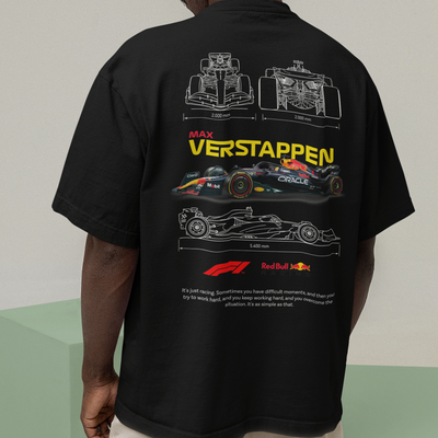 Camiseta Básica Unissex F1 Red Bull Verstappen PRETO