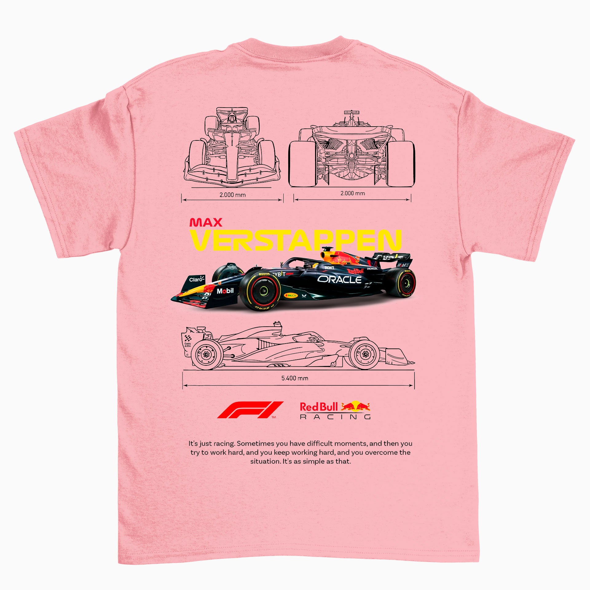 Camiseta Básica Unissex F1 Red Bull Verstappen ROSA BEBE