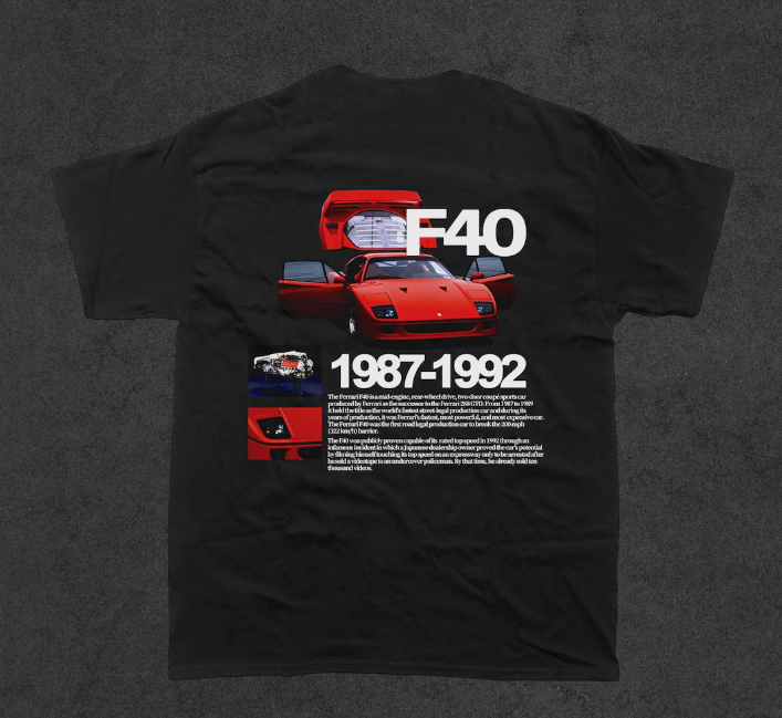 Camiseta Básica Unissex F40 Retro- preto
