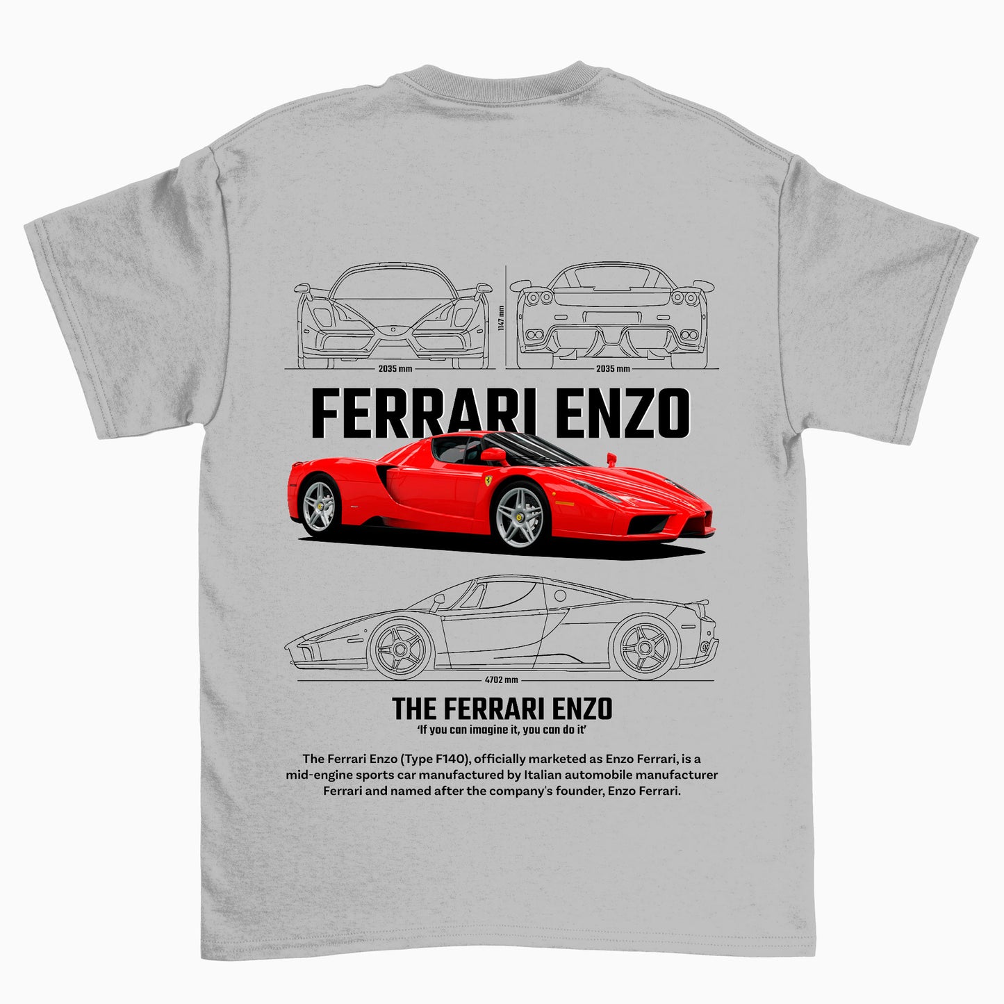 Camiseta Básica Unissex Ferrari Enzo W CINZA 