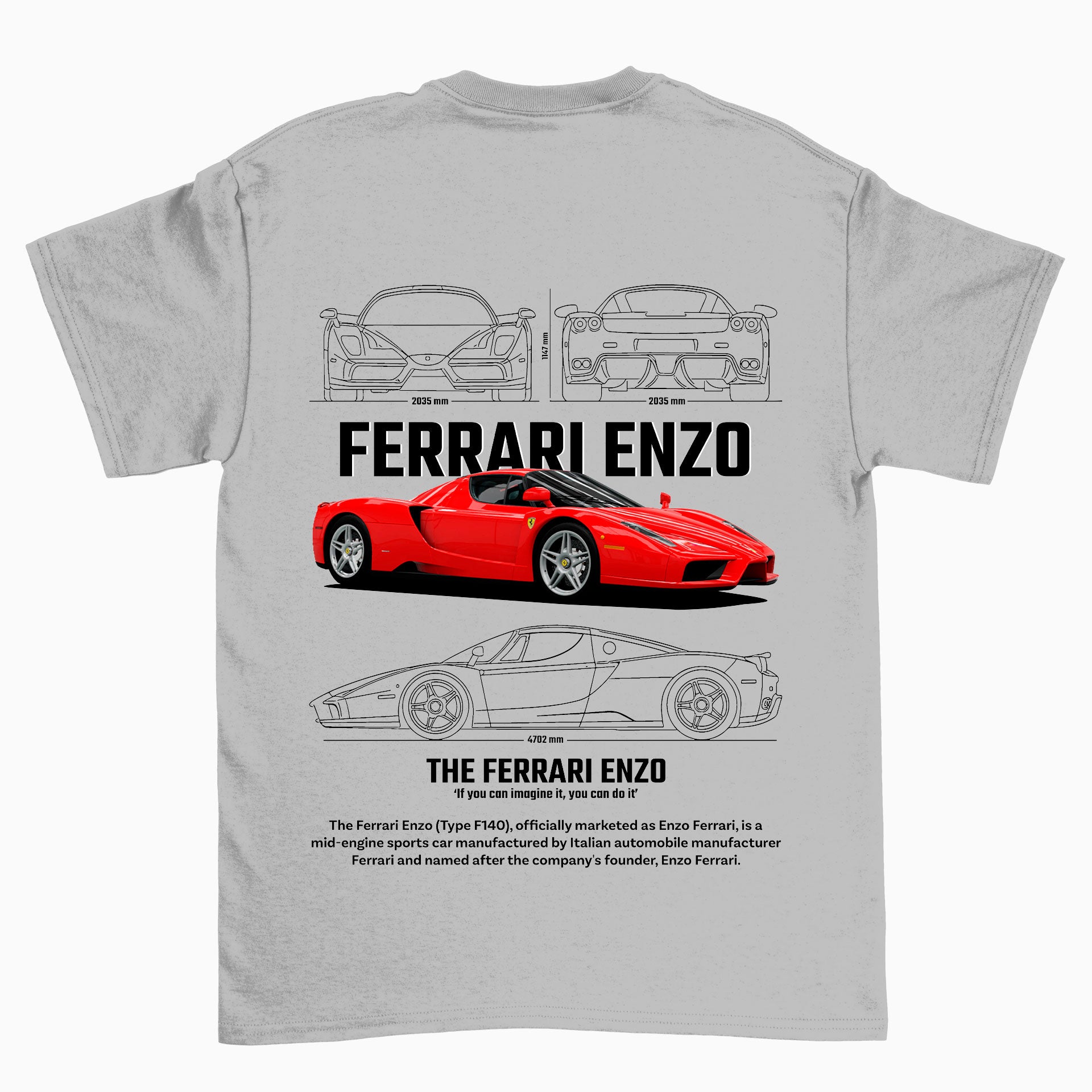 Camiseta Básica Unissex Ferrari Enzo W CINZA 