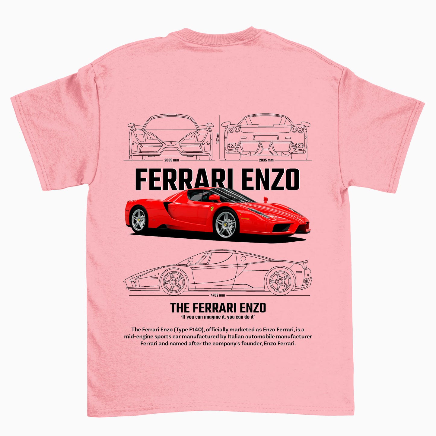 Camiseta Básica Unissex Ferrari Enzo W ROSA BEBE