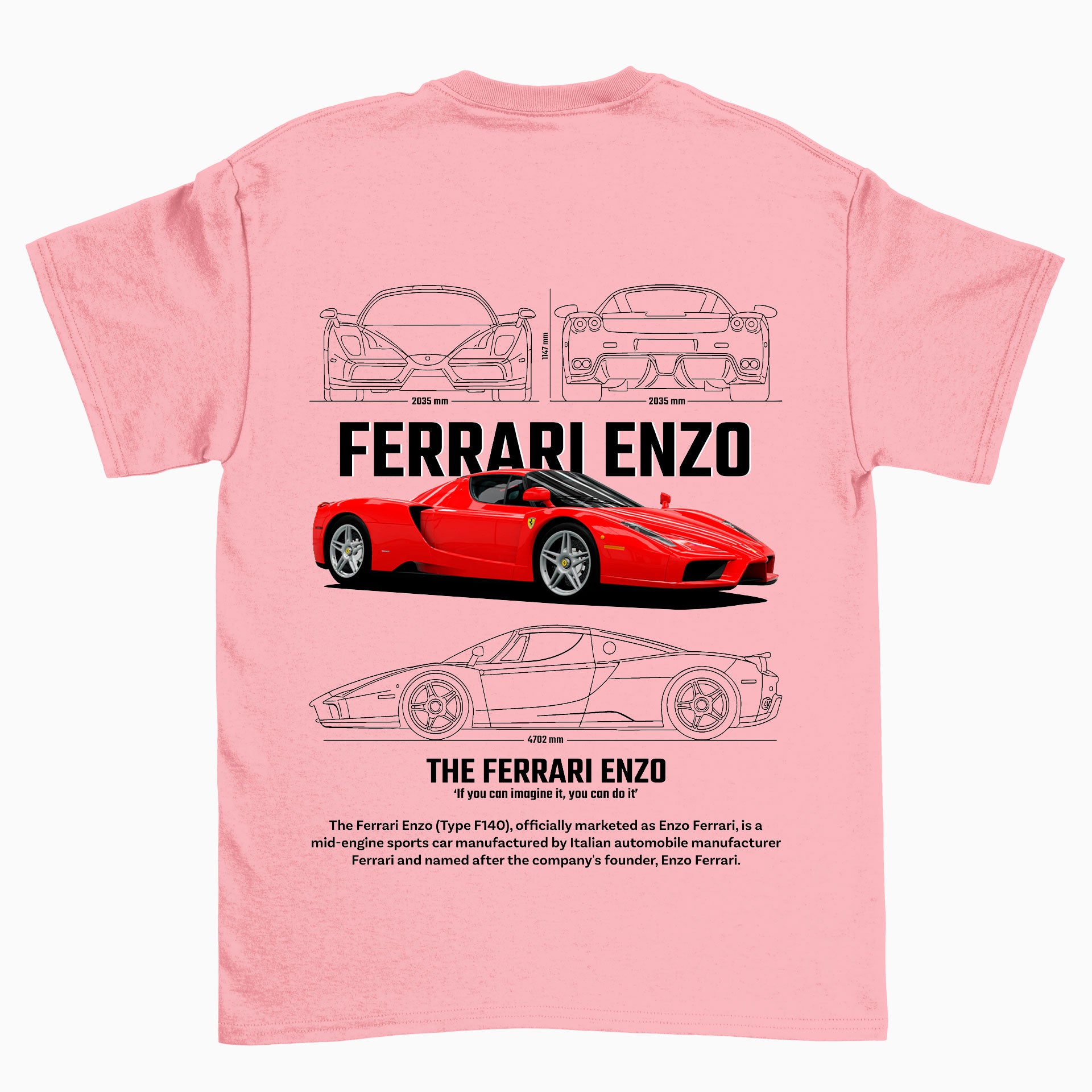 Camiseta Básica Unissex Ferrari Enzo W ROSA BEBE