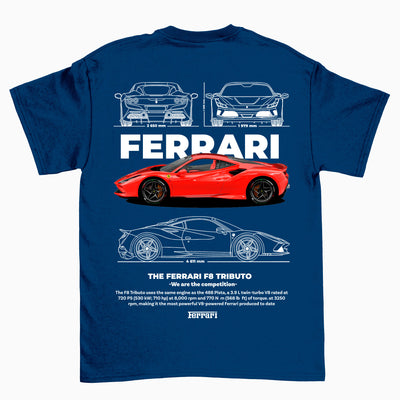 Camiseta Básica Unissex Ferrari F8 Tributo - WHITE AZUL MARINHO