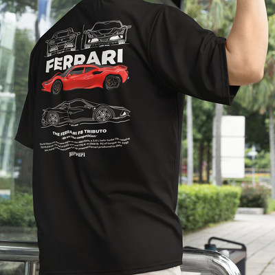 Camiseta Básica Unissex Ferrari F8 Tributo - WHITE PRETO