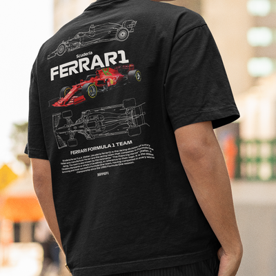 Camiseta Básica Unissex Ferrari Fórmula 1 TEAM PRETO