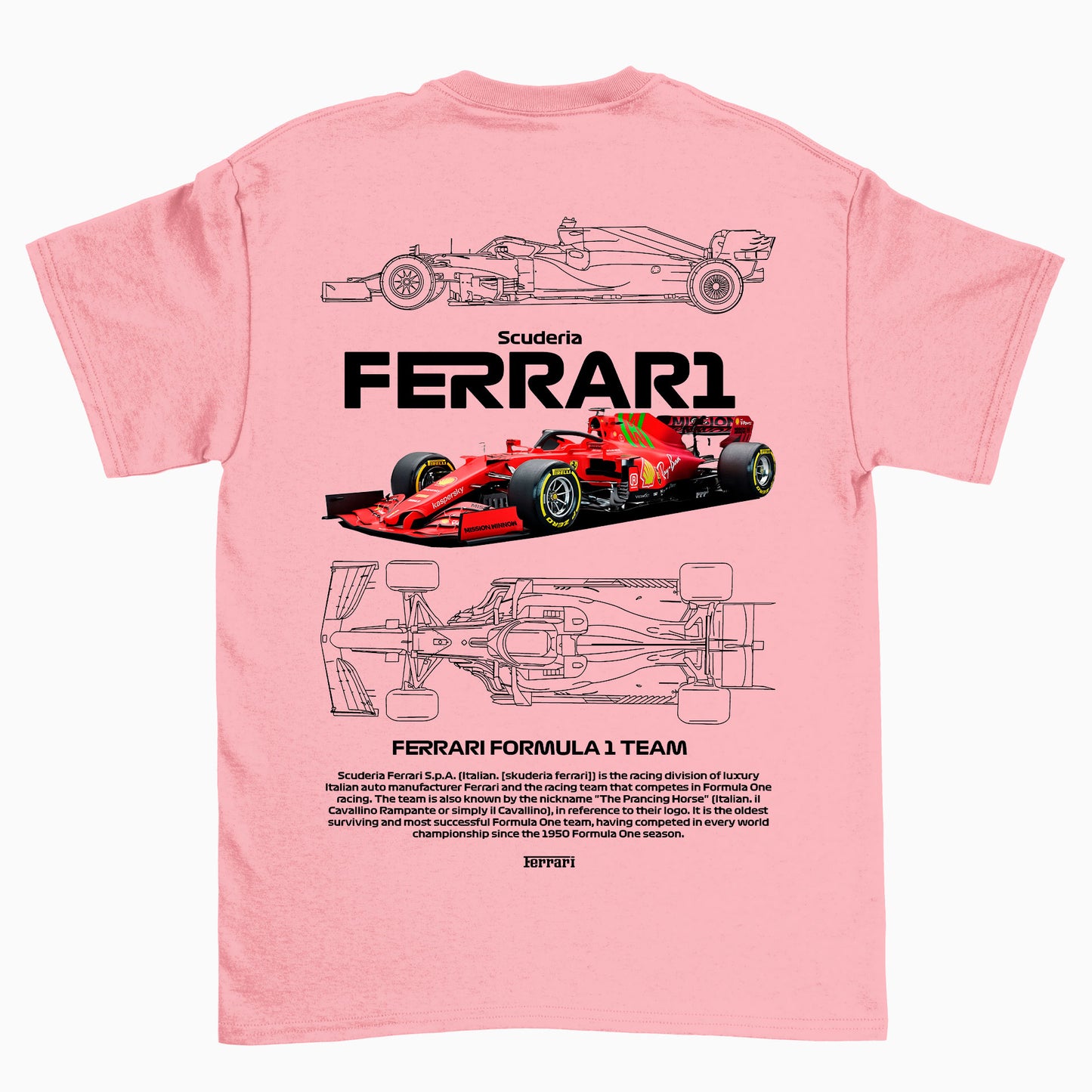 Camiseta Básica Unissex Ferrari Fórmula 1 TEAM ROSA BEBE