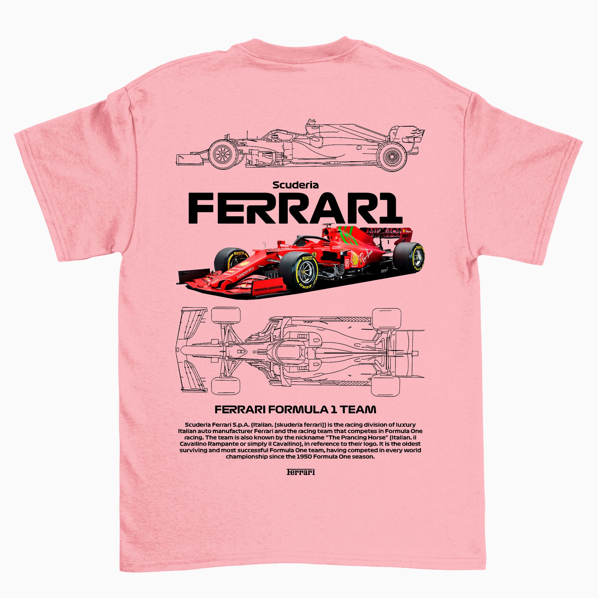 Camiseta Básica Unissex Ferrari Fórmula 1 TEAM ROSA BEBE