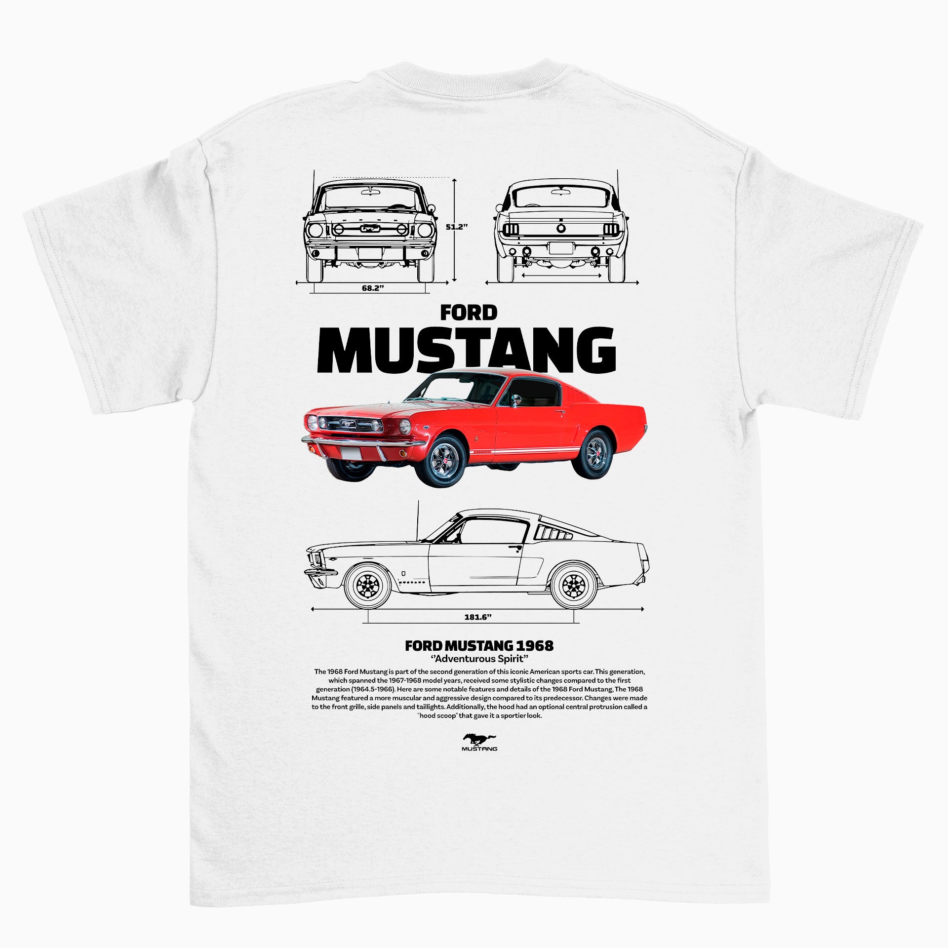 Camiseta Básica Unissex Ford Mustang 1966 W BRANCO
