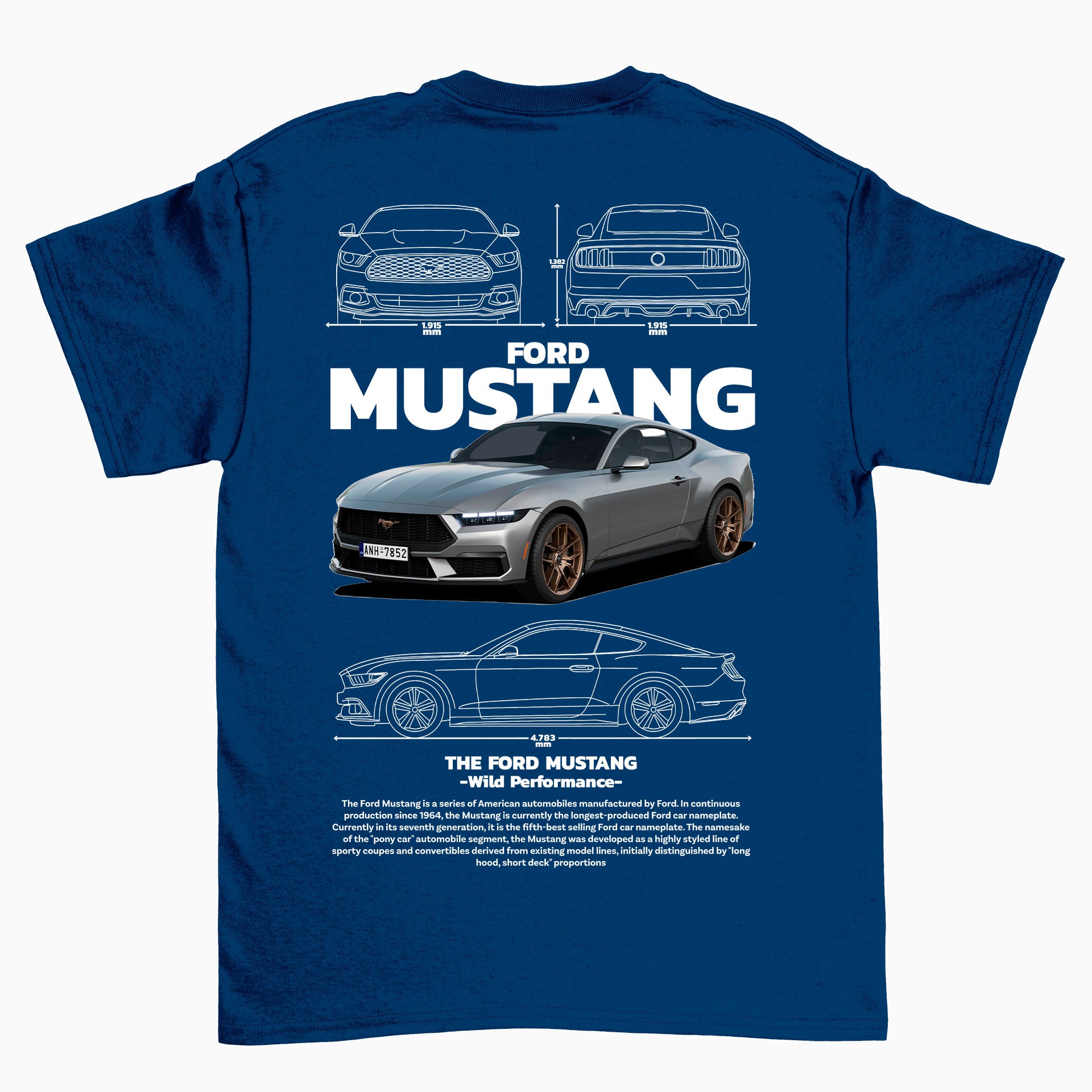 Camiseta Básica Unissex Ford Mustang Black AZUL MARINHO