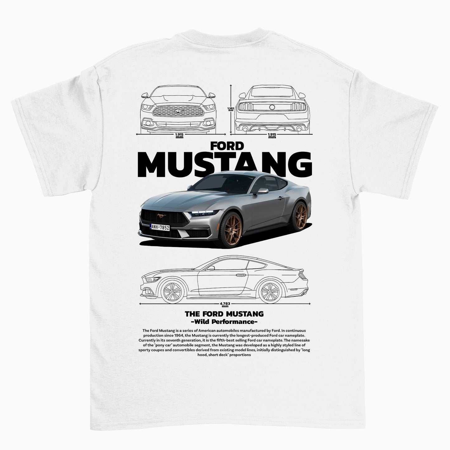 Camiseta Básica Unissex Ford Mustang Black BRANCO