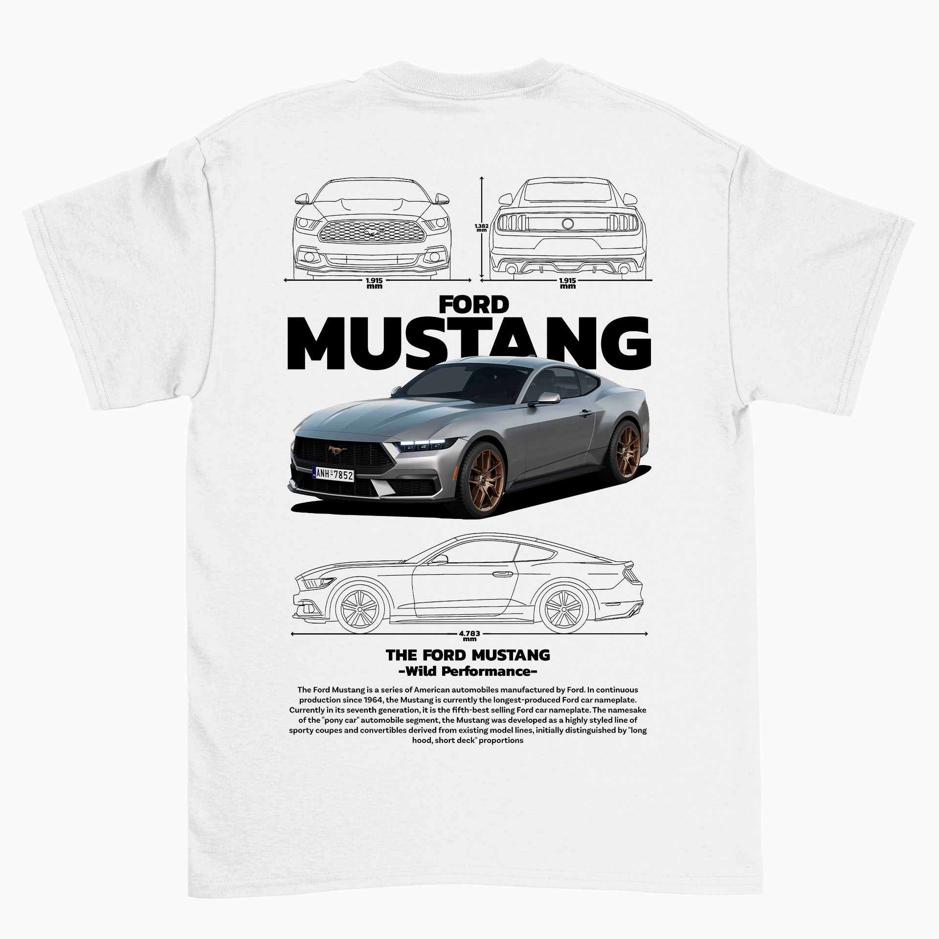 Camiseta Básica Unissex Ford Mustang Black BRANCO