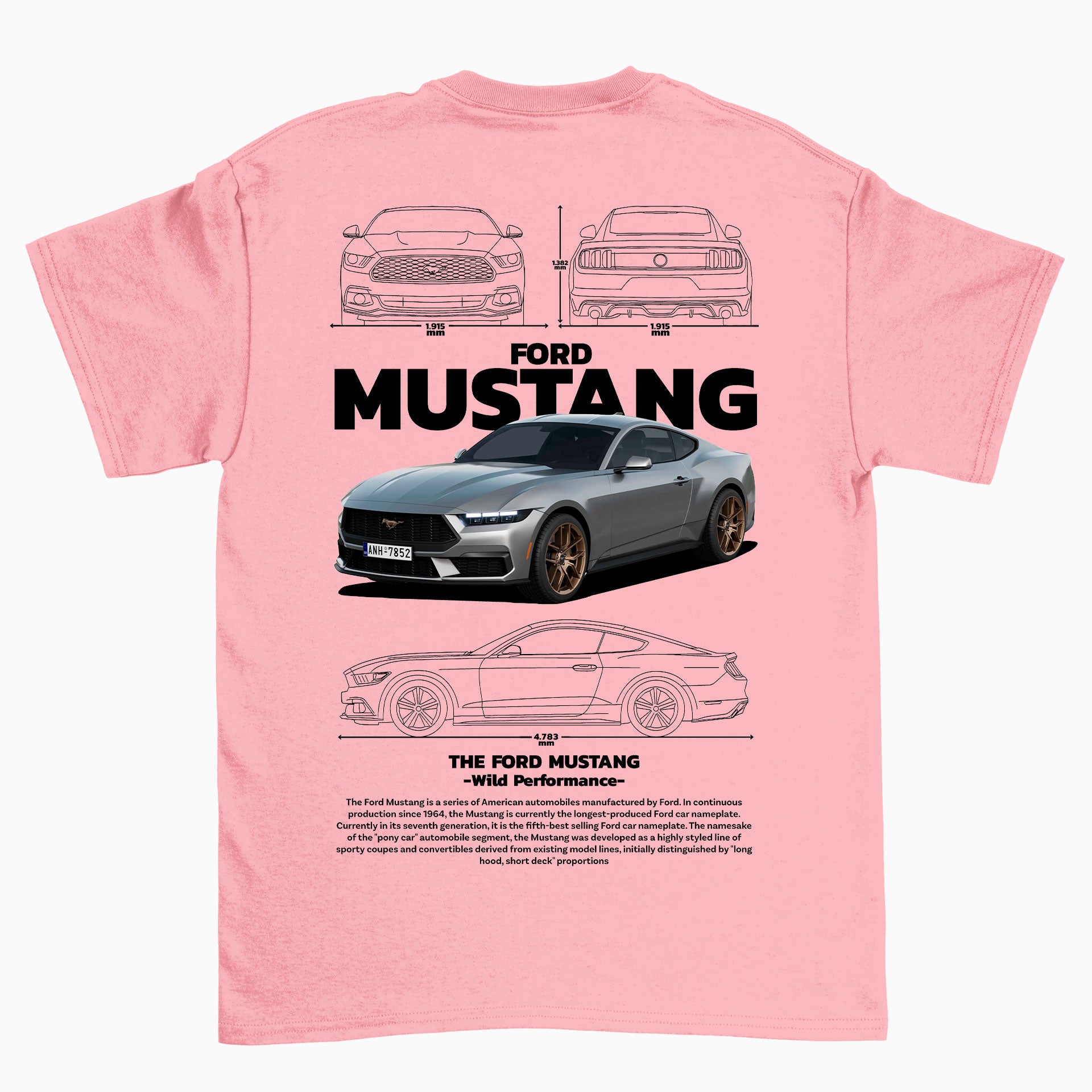 Camiseta Básica Unissex Ford Mustang Black ROSA BEBE