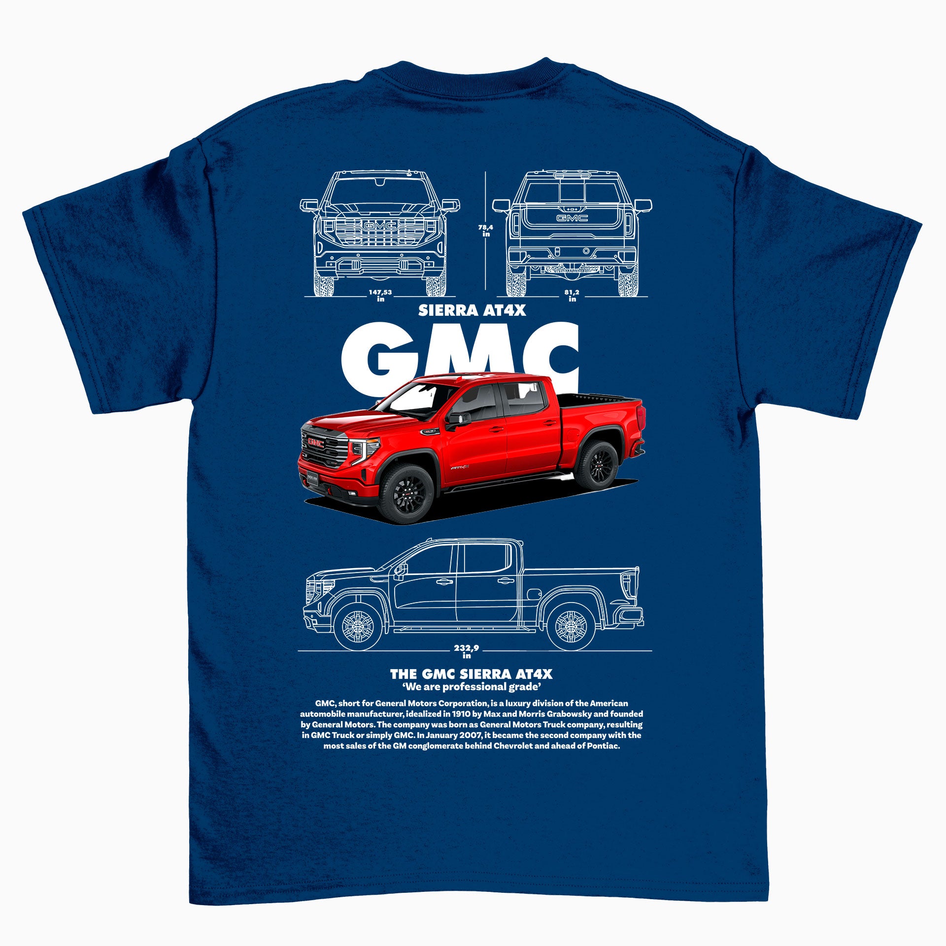 Camiseta Básica Unissex GMC Sierra AT4X BLACK AZUL MARINHO
