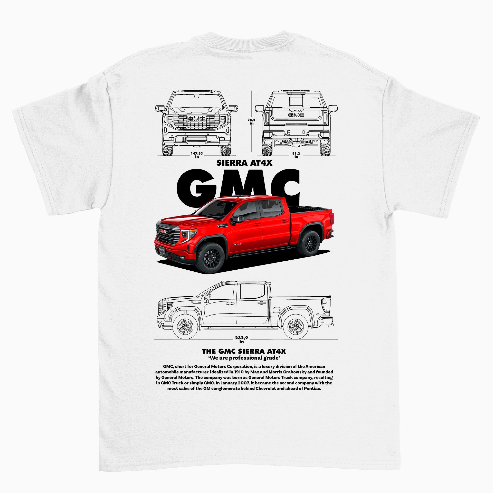 Camiseta Básica Unissex GMC Sierra AT4X BLACK BRANCO