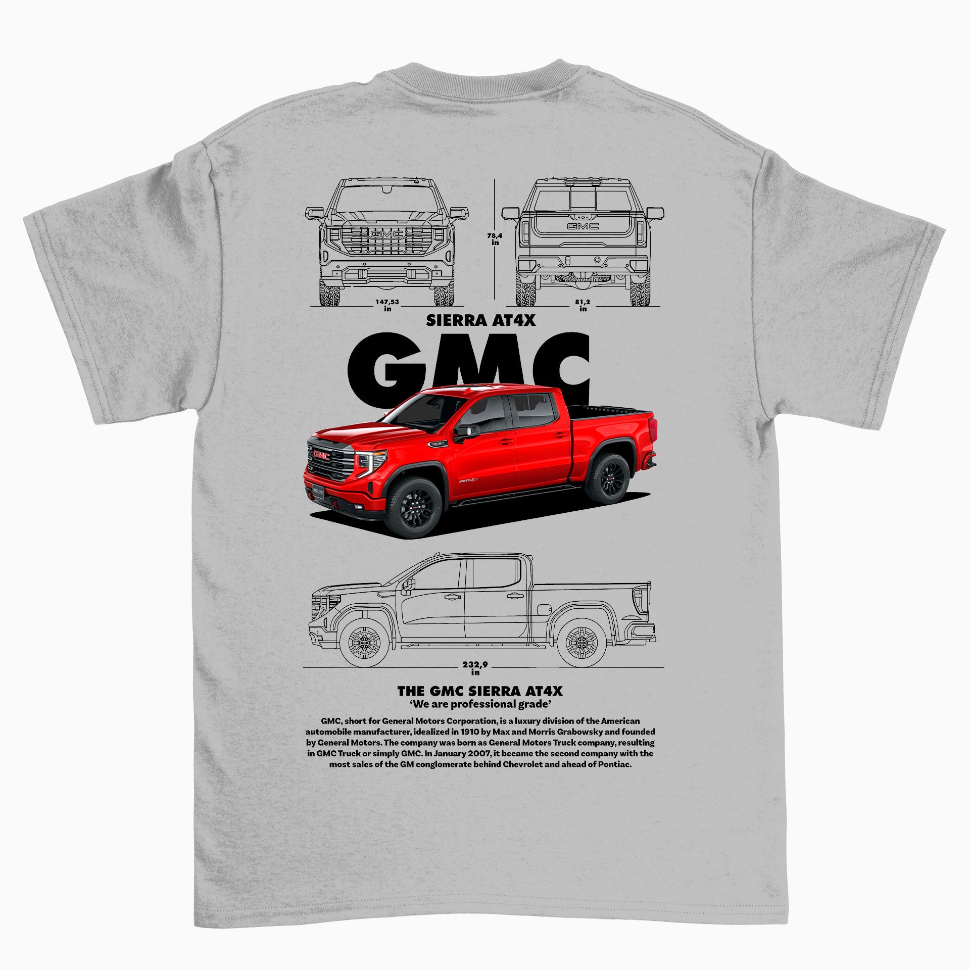 Camiseta Básica Unissex GMC Sierra AT4X BLACK CINZA