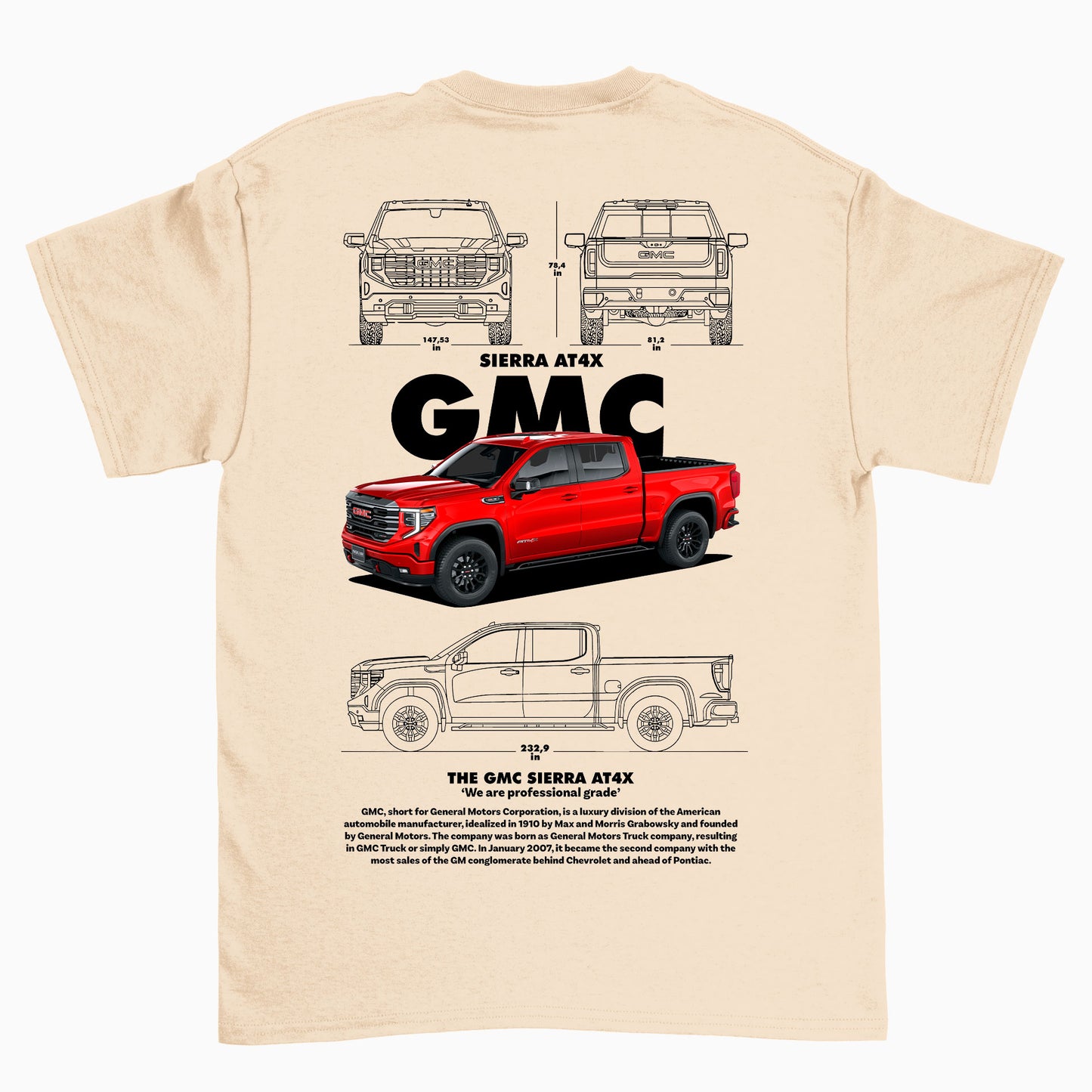 Camiseta Básica Unissex GMC Sierra AT4X BLACK PEROLA OFF WHITE