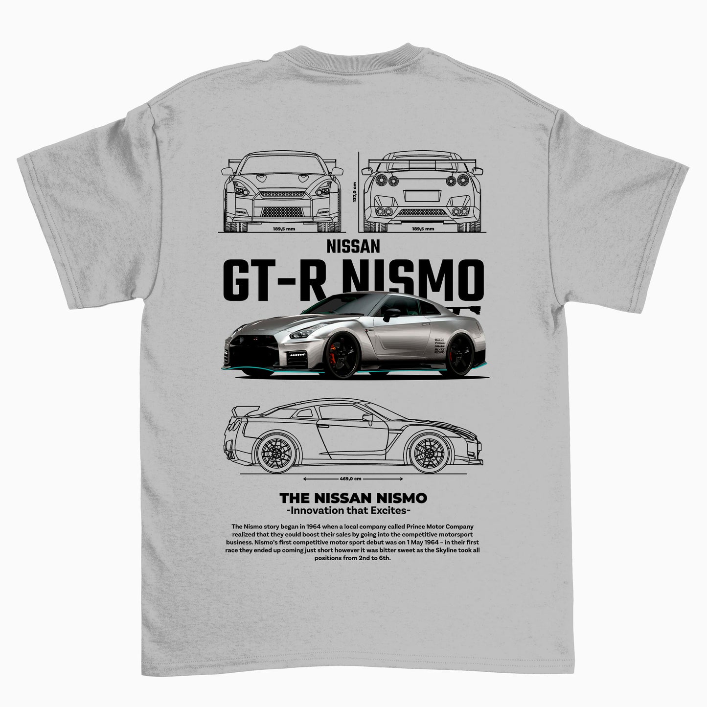 Camiseta Básica Unissex GT-R NISMO CINZA
