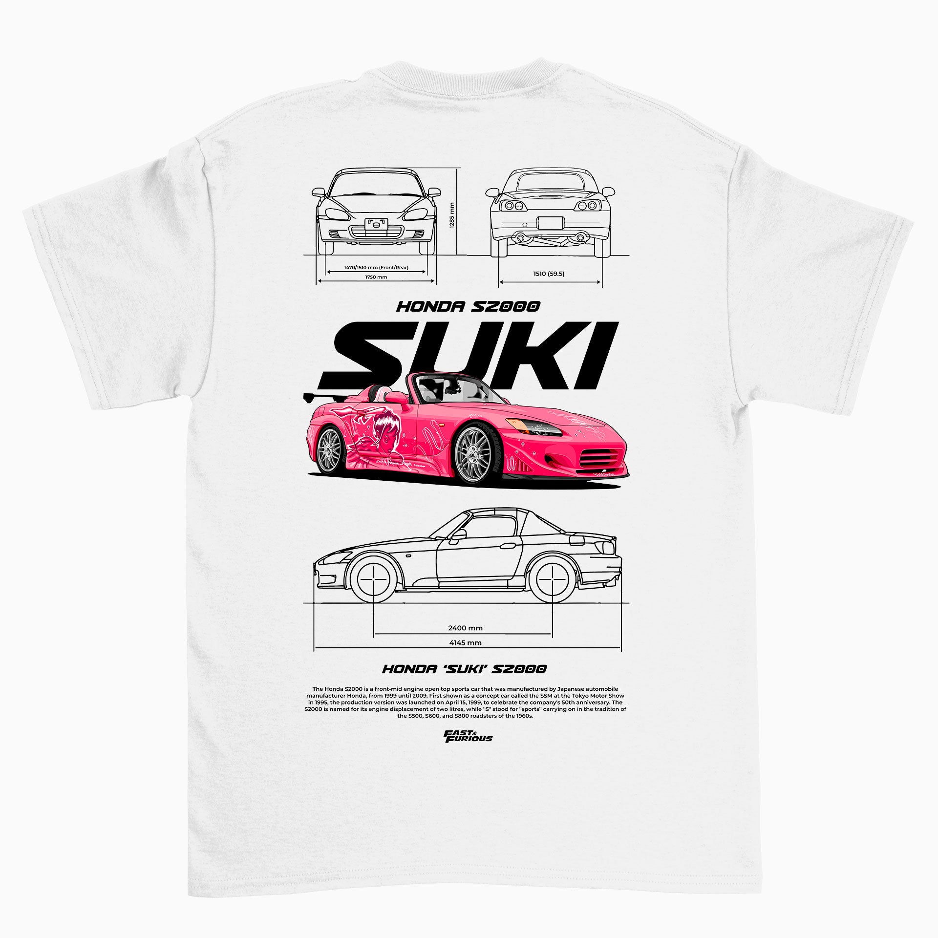 Camiseta Básica Unissex Honda Suki S2000 2 BRANCO