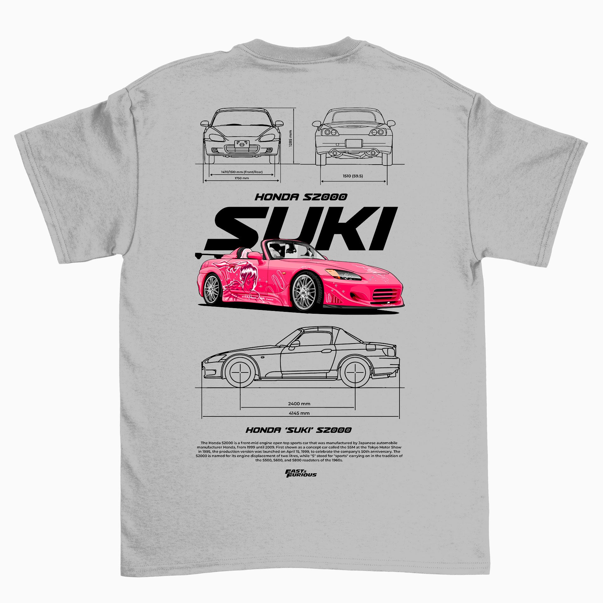 Camiseta Básica Unissex Honda Suki S2000 2 CINZA