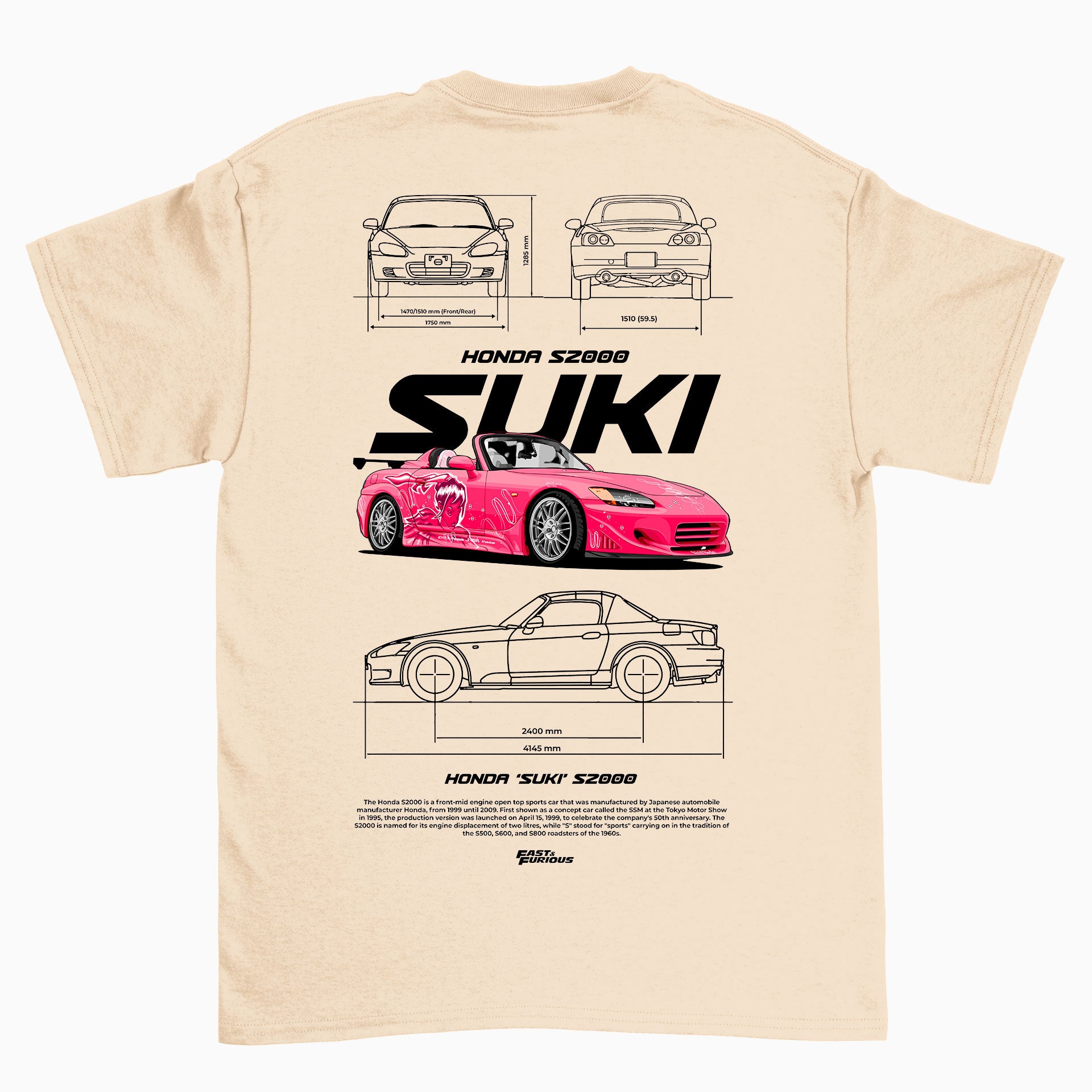 Camiseta Básica Unissex Honda Suki S2000 2 PEROLA OFF WHITE
