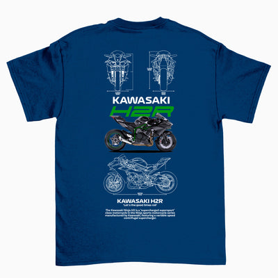 Camiseta Básica Unissex Kawasaki H2R AZUL MARINHO