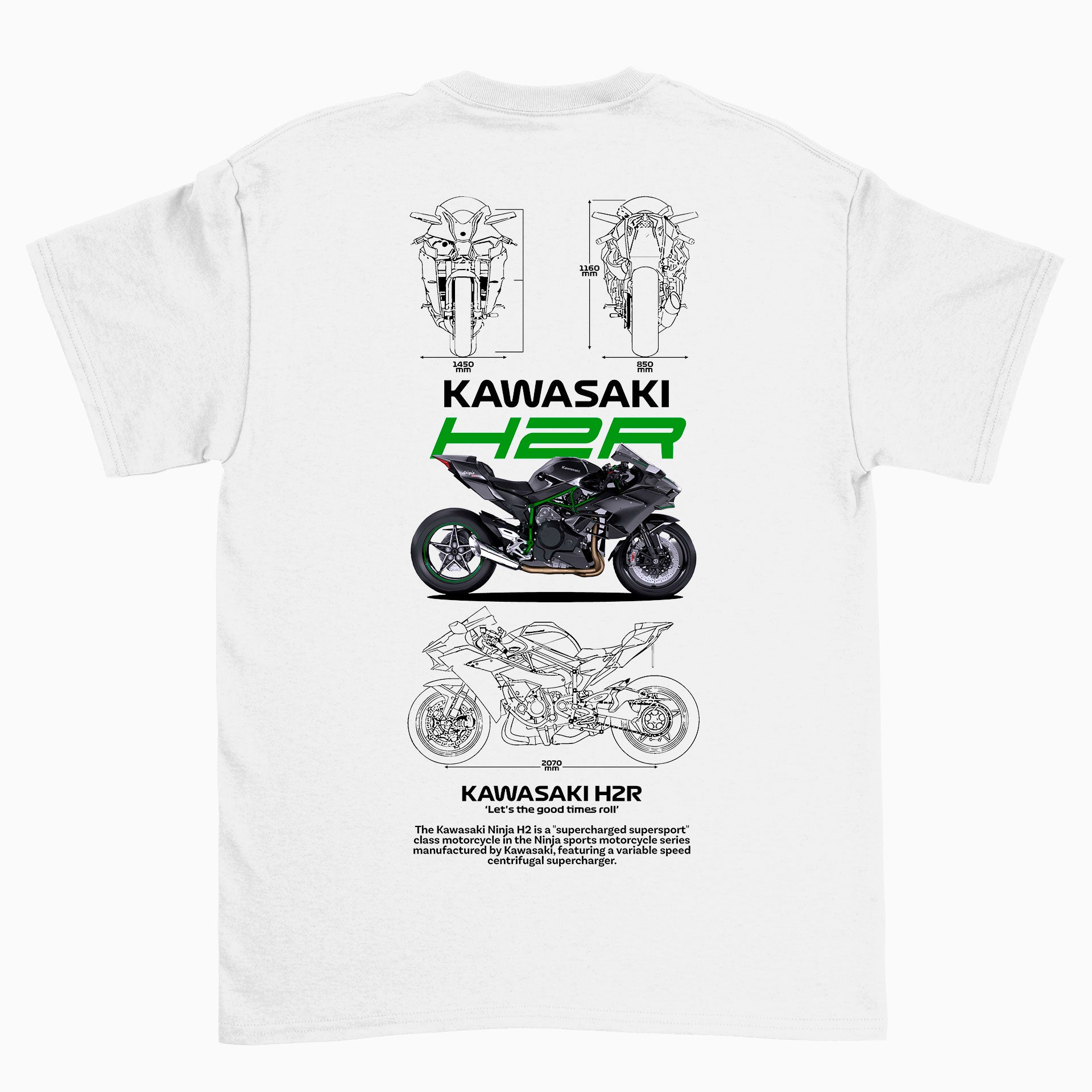 Camiseta Básica Unissex Kawasaki H2R BRANCO