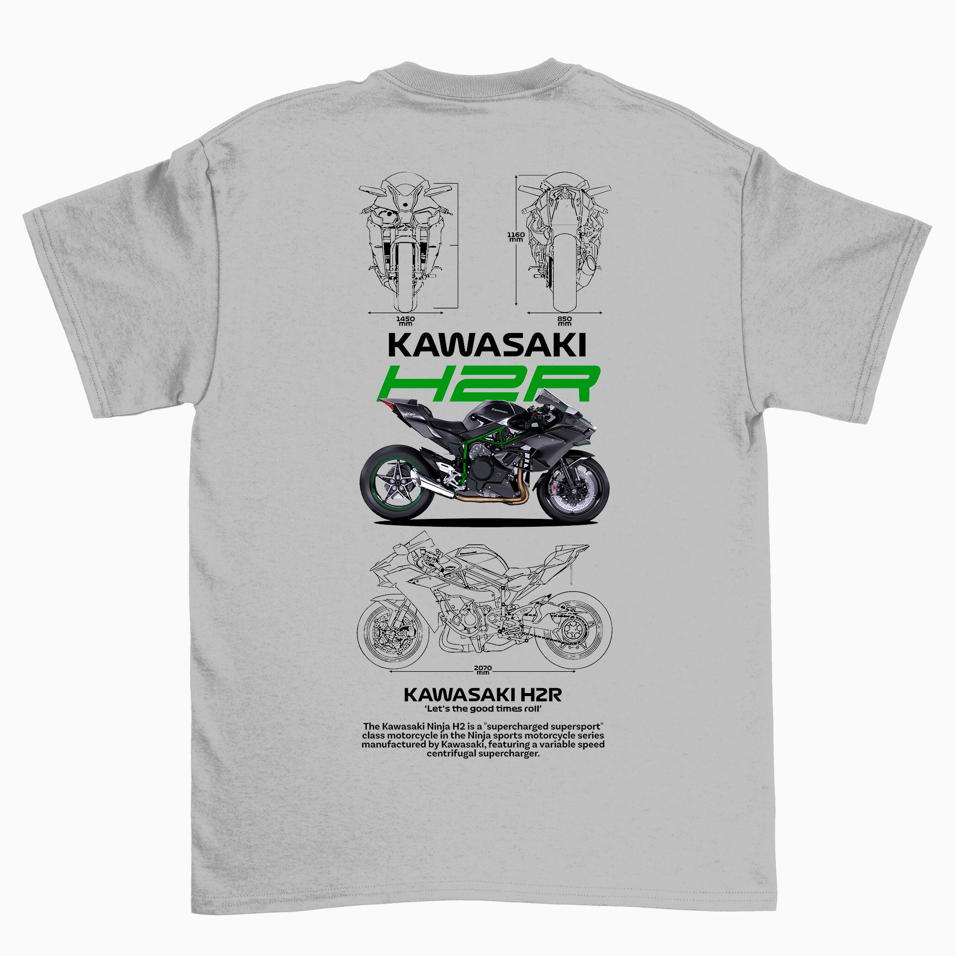 Camiseta Básica Unissex Kawasaki H2R CINZA