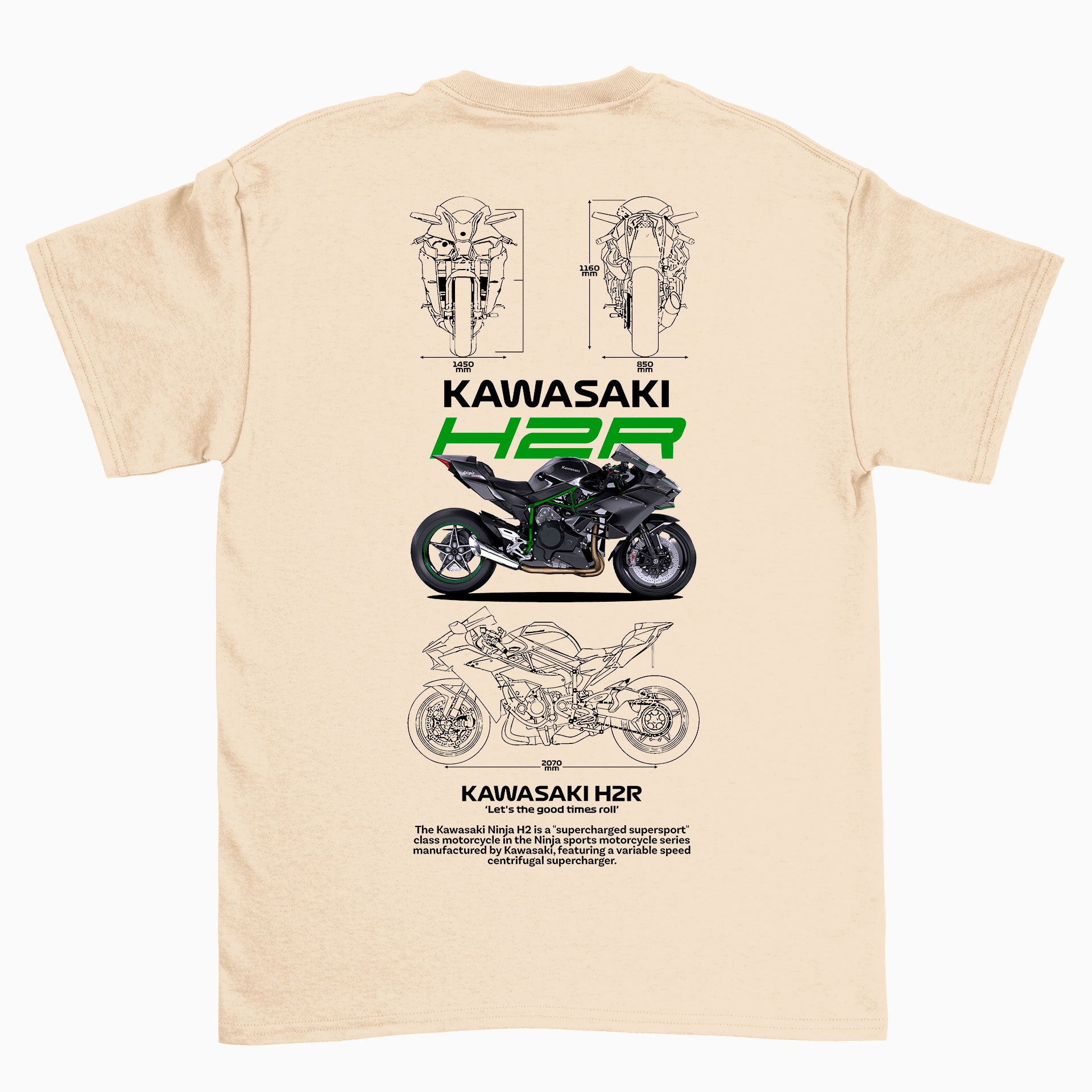 Camiseta Básica Unissex Kawasaki H2R PEROLA OFF WHITE