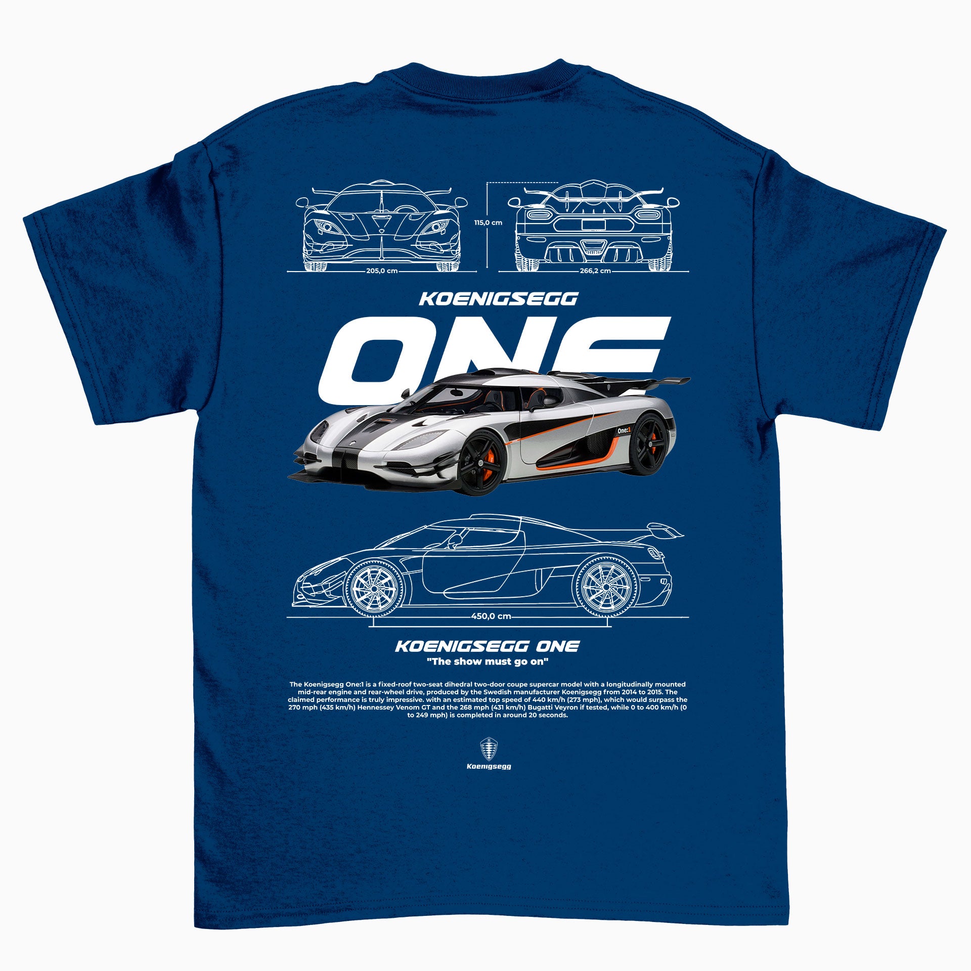 Camiseta Básica Unissex Koenigegg One W  AZUL MARINHO