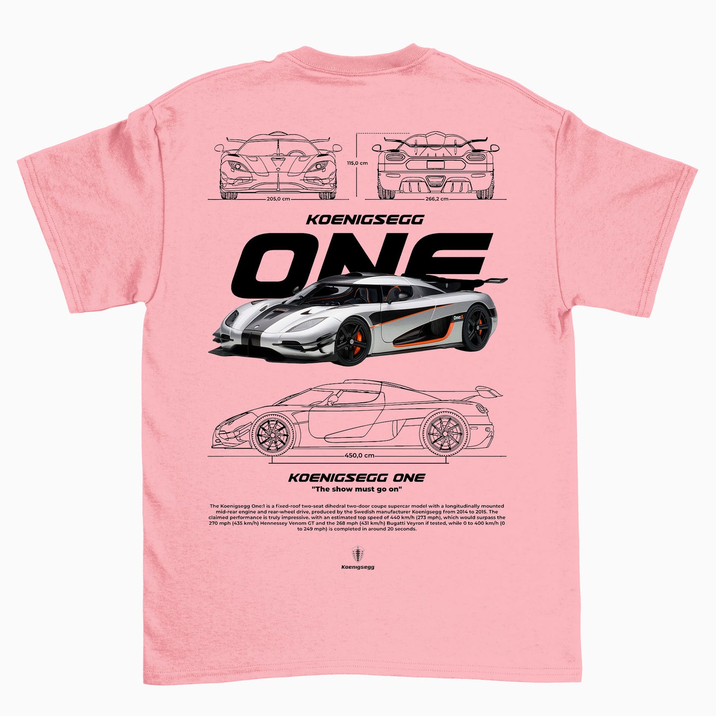 Camiseta Básica Unissex Koenigegg One W  ROSA BEBE