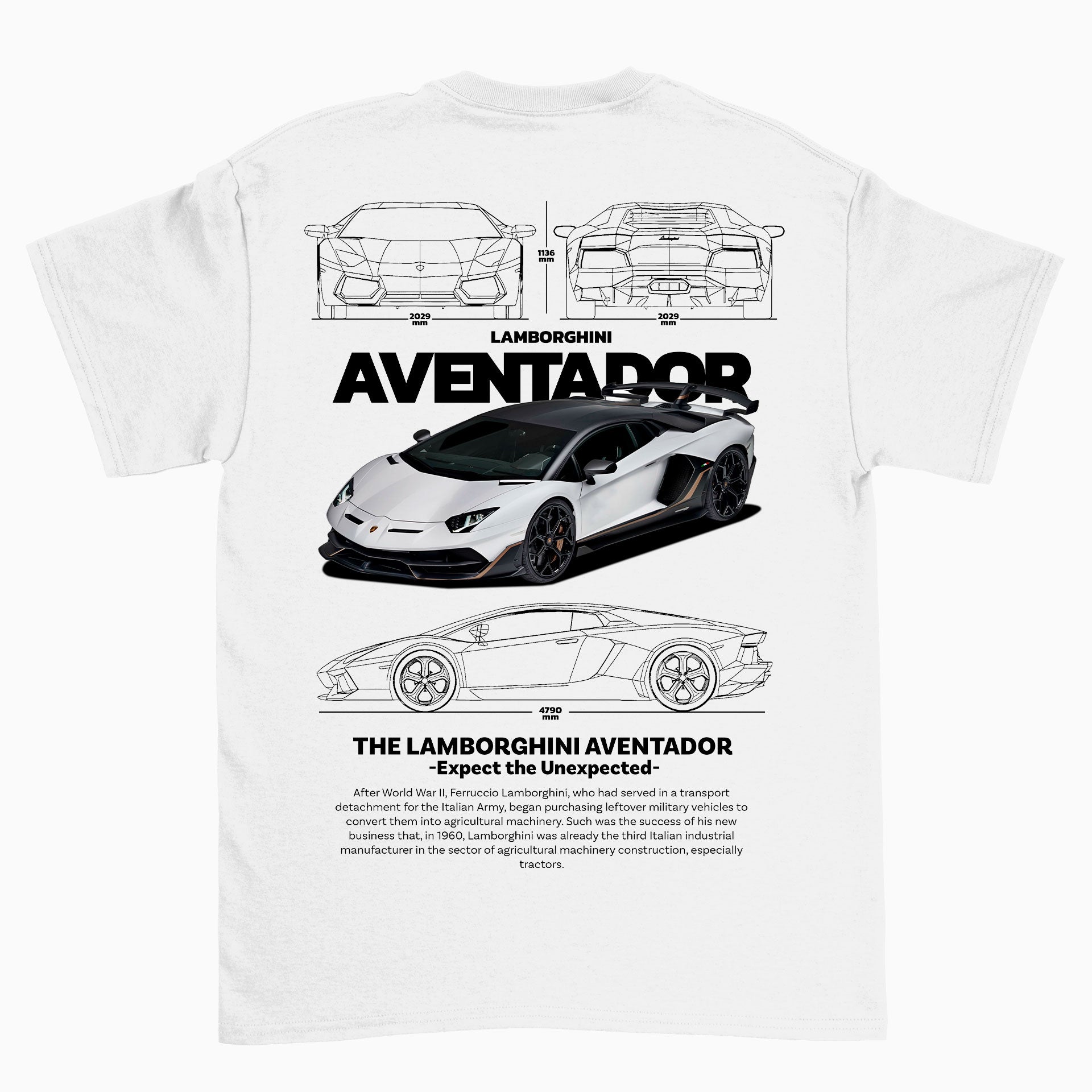 Camiseta Básica Unissex Lamborghini Aventador WHITE V BRANCO
