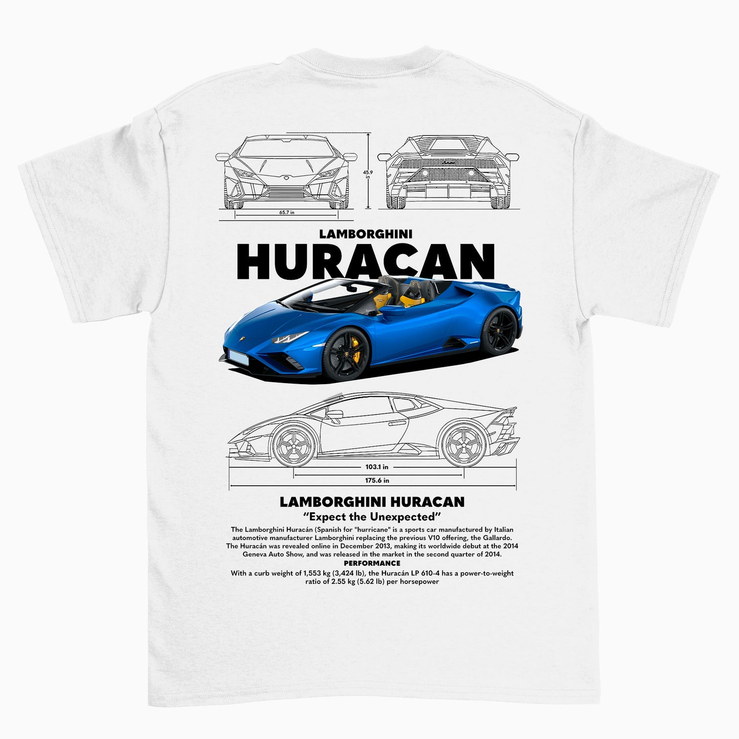 Camiseta Básica Unissex Lamborghini Huracan W BRANCO