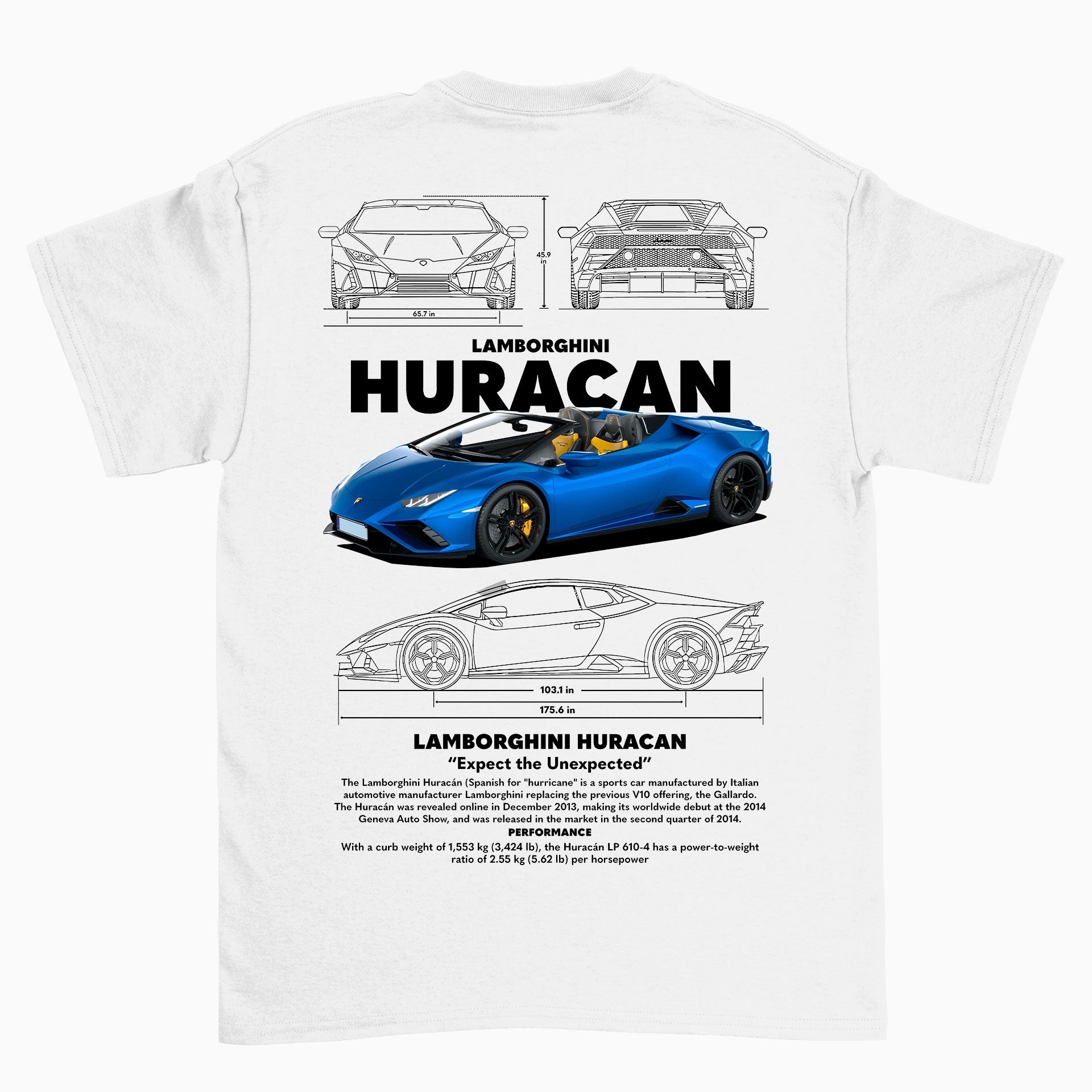 Camiseta Básica Unissex Lamborghini Huracan W BRANCO