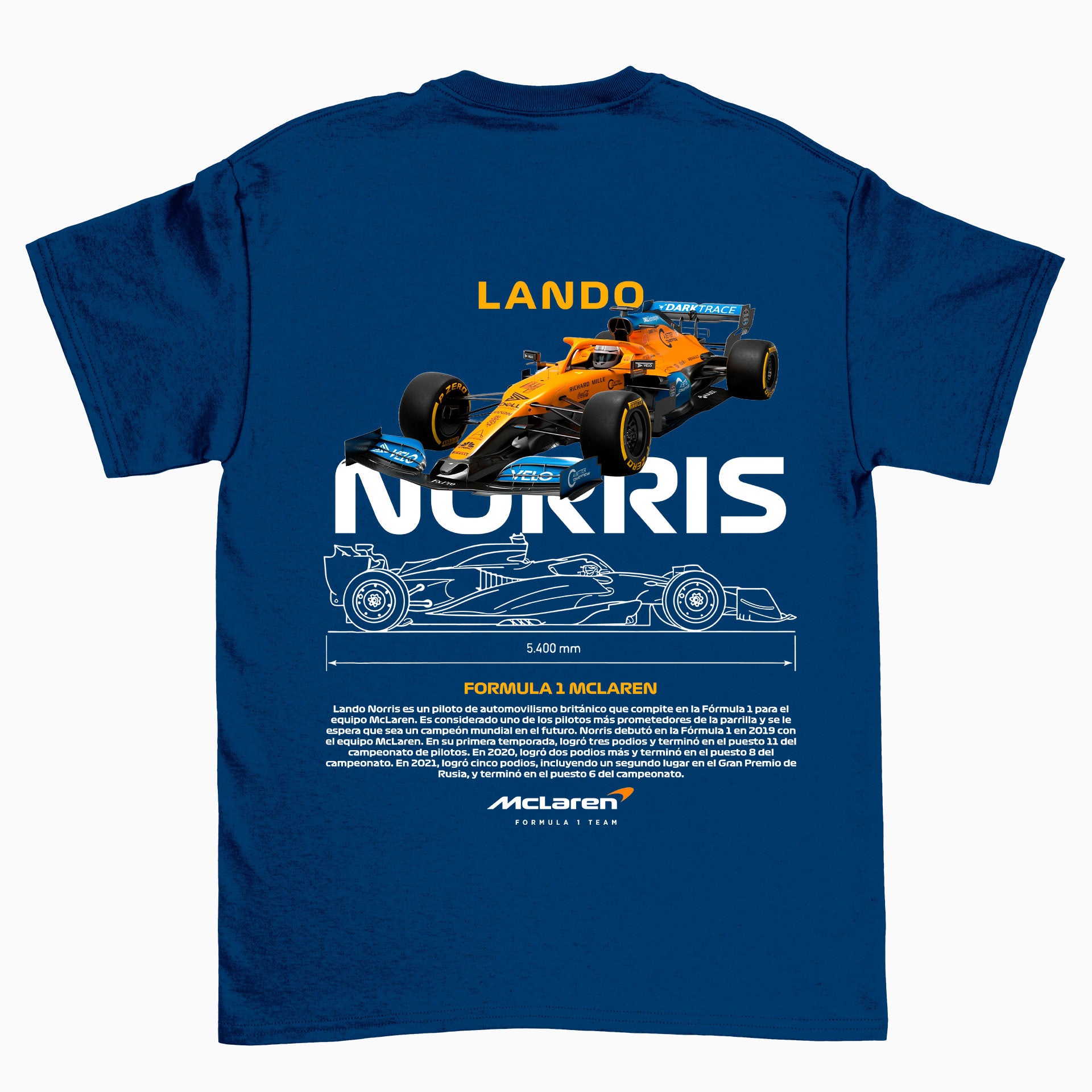 Camiseta Básica Unissex Lando Norris WHITE azul marinho