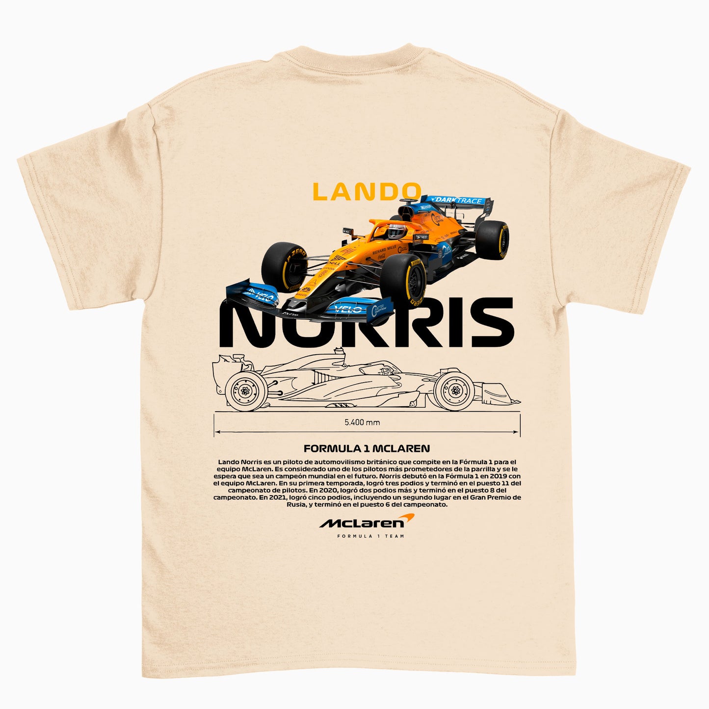 Camiseta Básica Unissex Lando Norris WHITE beje perola off white