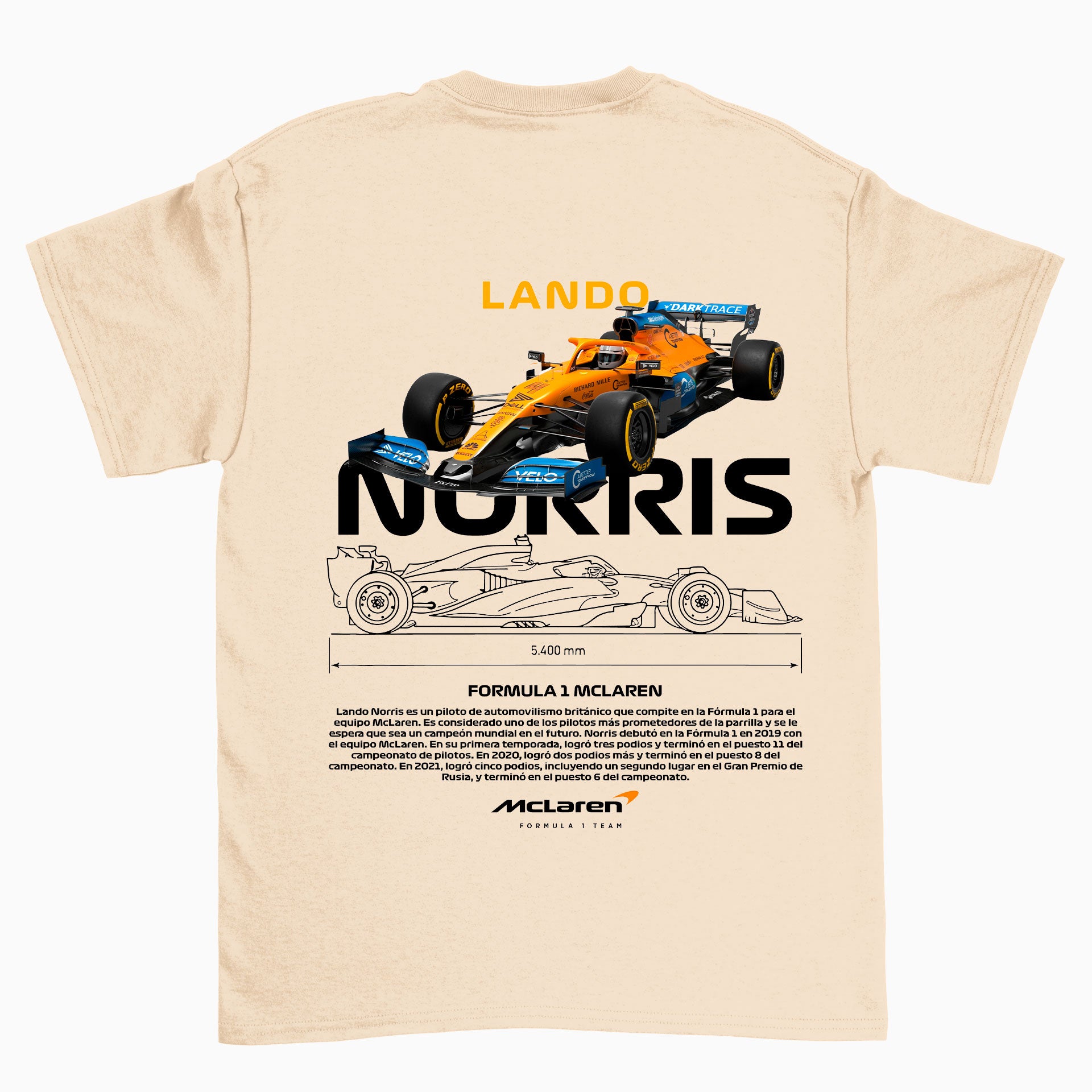 Camiseta Básica Unissex Lando Norris WHITE beje perola off white