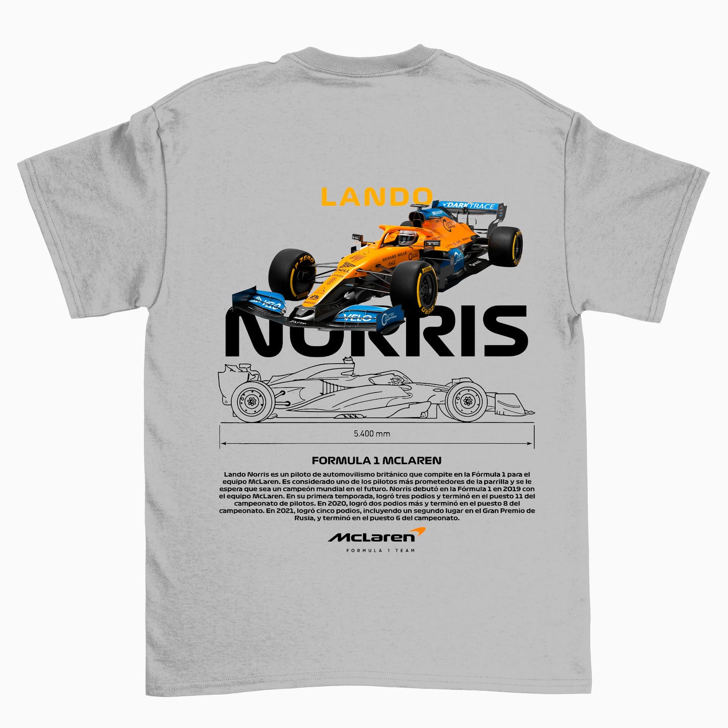 Camiseta Básica Unissex Lando Norris WHITE cinza